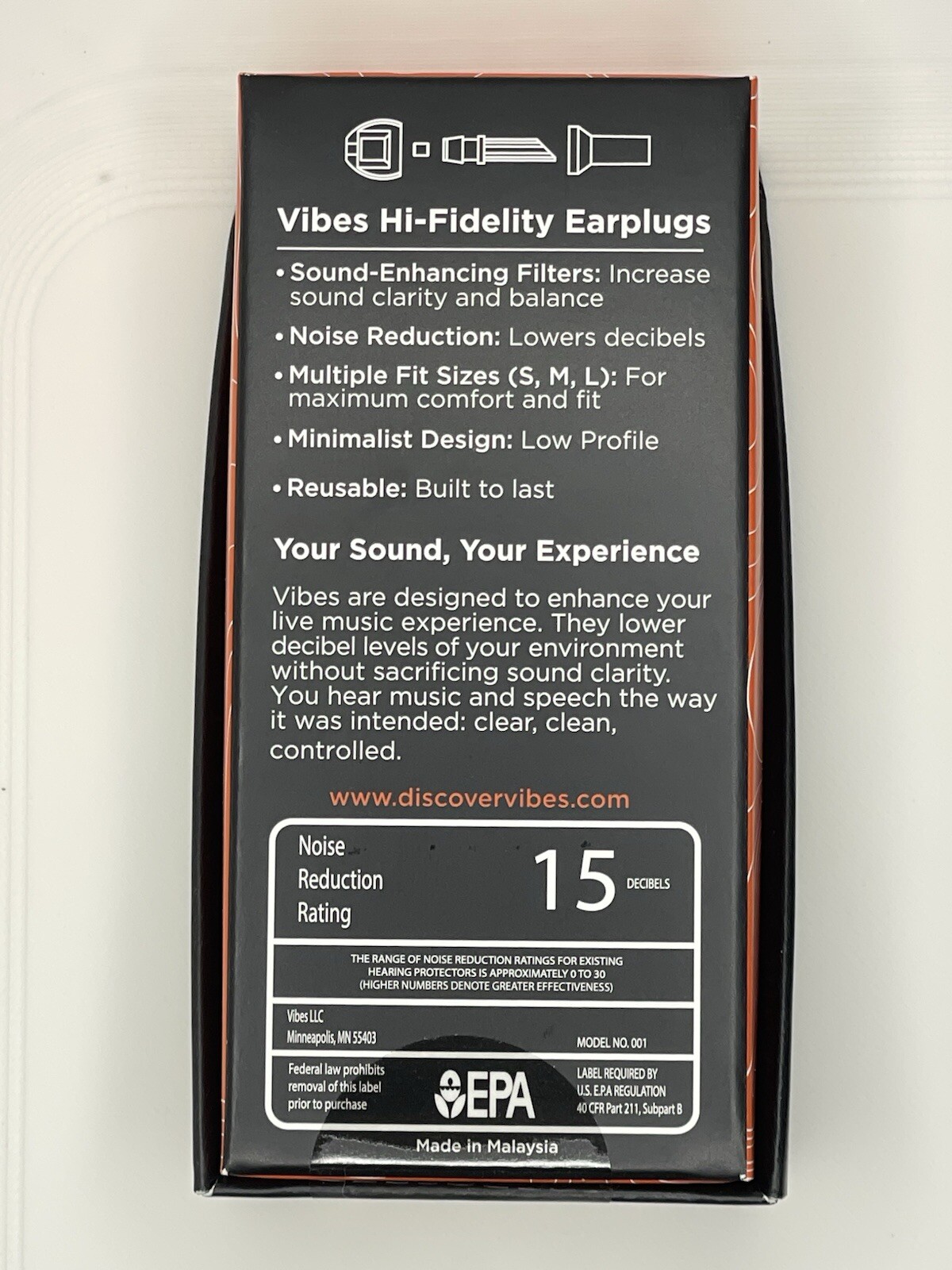Vibes Hi-Fidelity Invisible Noise Reduction Earplugs - 15 NRR Hearing Protection