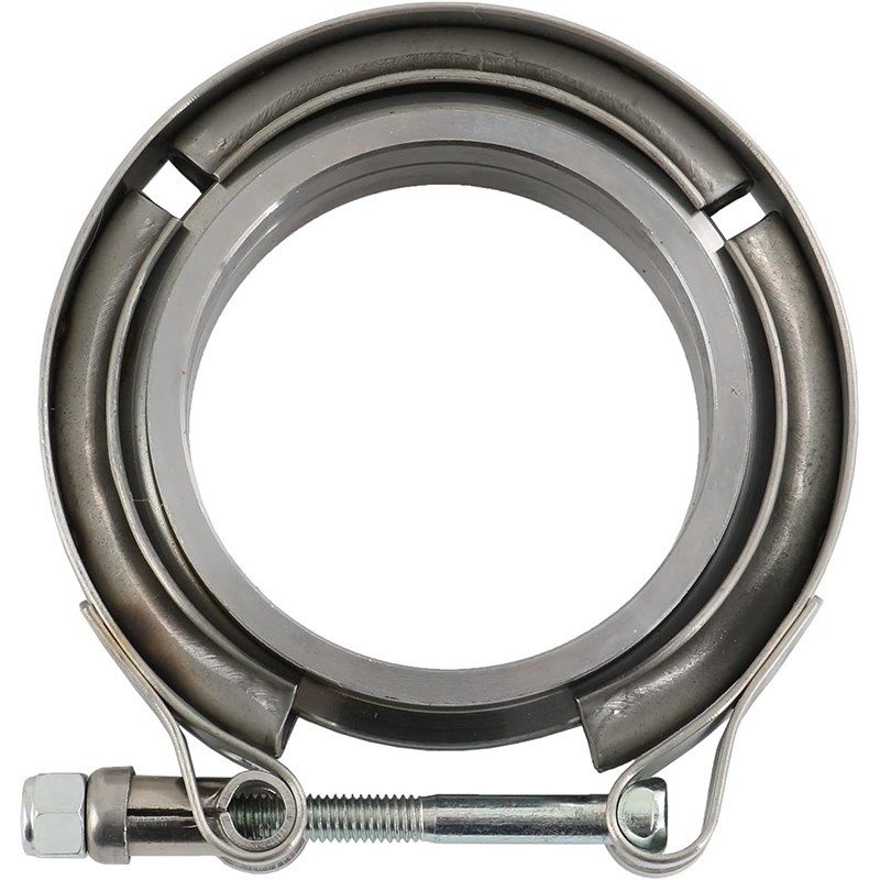 2.5" Inch V-Band Flange&Clamp Kit Male/Female With Ridge Exhaust Stainless 4 Pcs