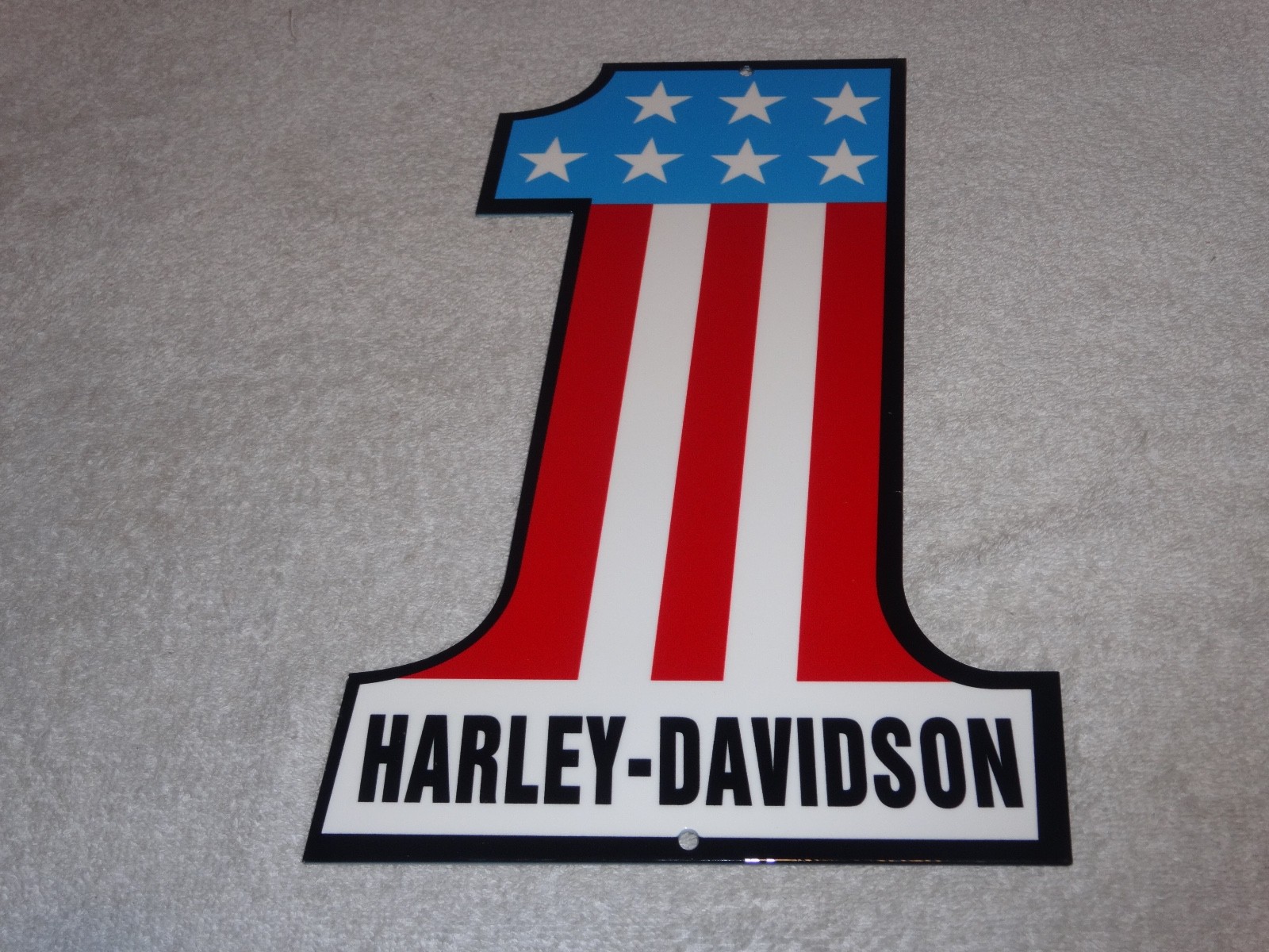 VINTAGE HARLEY DAVIDSON #1 MOTORCYCLES 12" METAL GASOLINE & OIL MOTORCYCLE SIGN!