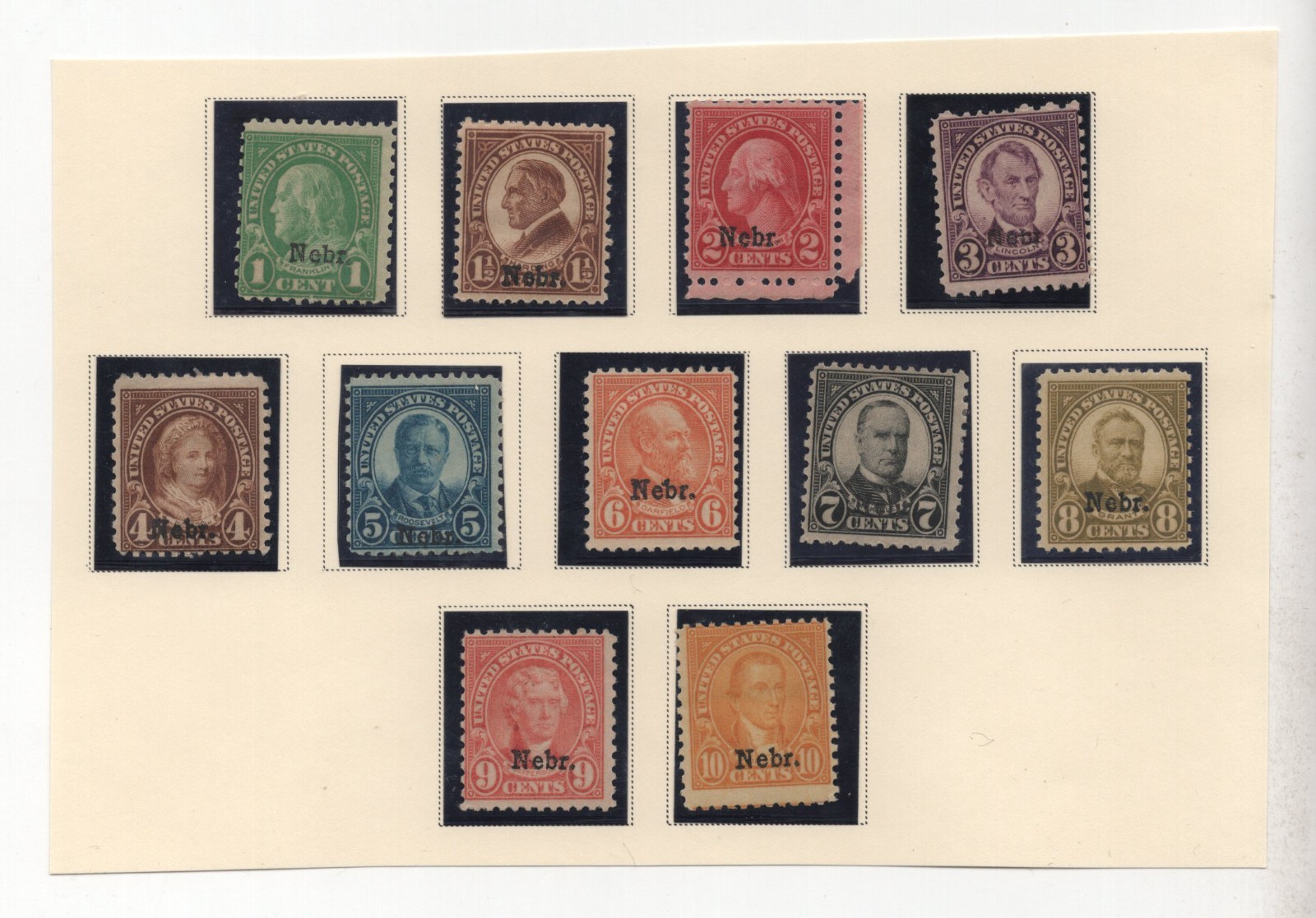 US 1929 NEBRASKA OVERPRINTS SCOTT #669–679 MINT HINGED & NEVER HINGED