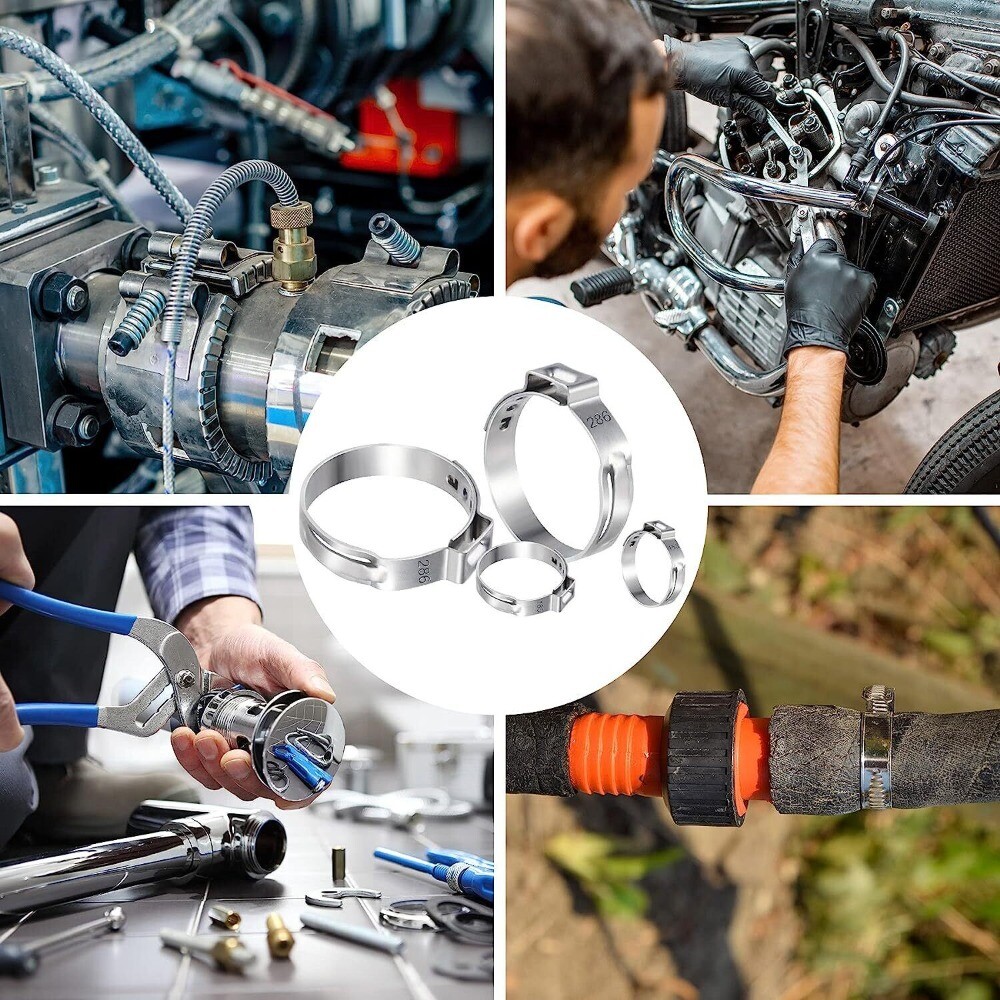 260PCS 304 Stainless Steel Single Ear Stepless Hose Clamps 6.5-21mm Kit or Plier