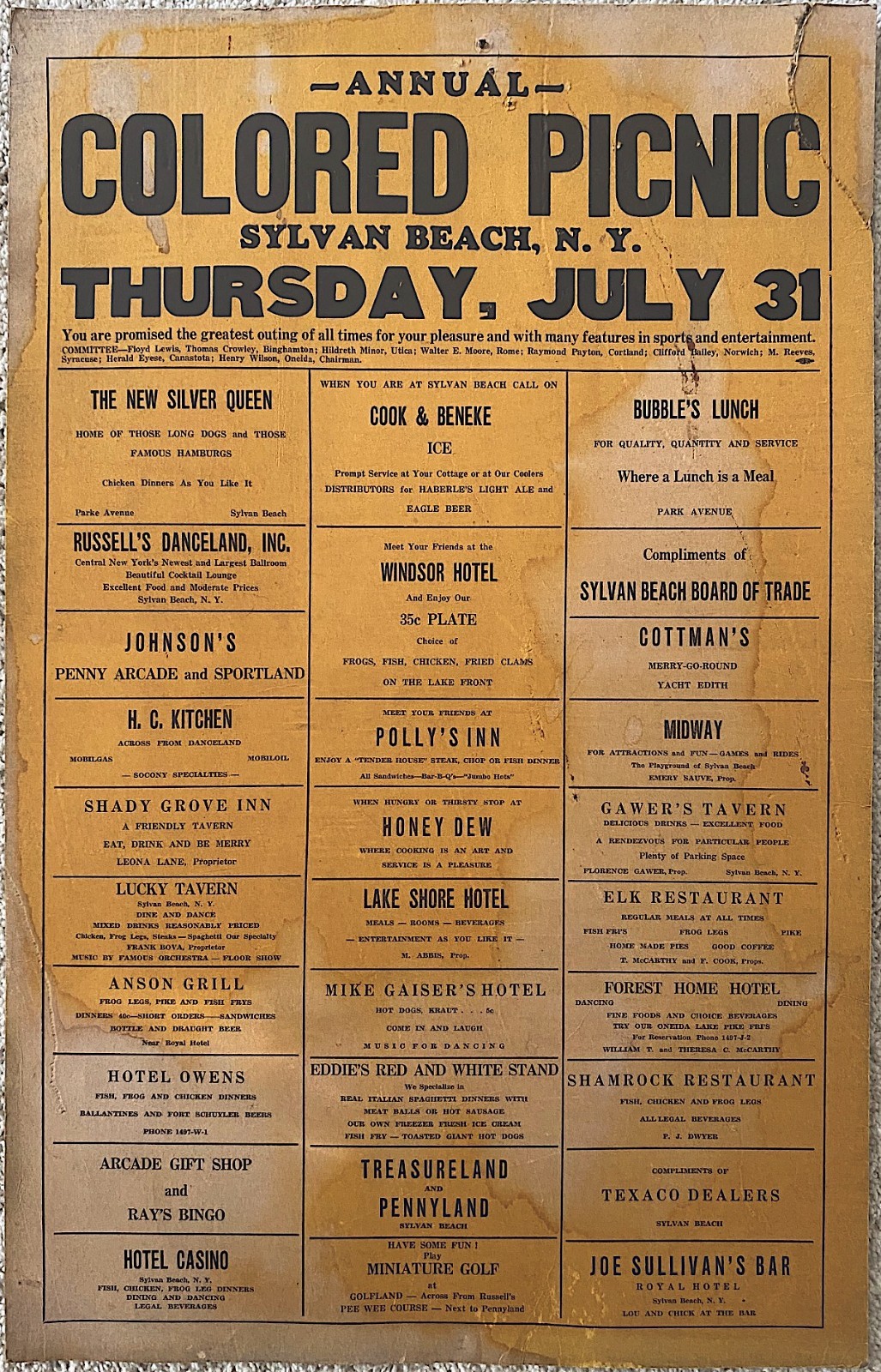 African American Picnic Sylvan Beach New York 1941 Black Americana Poster