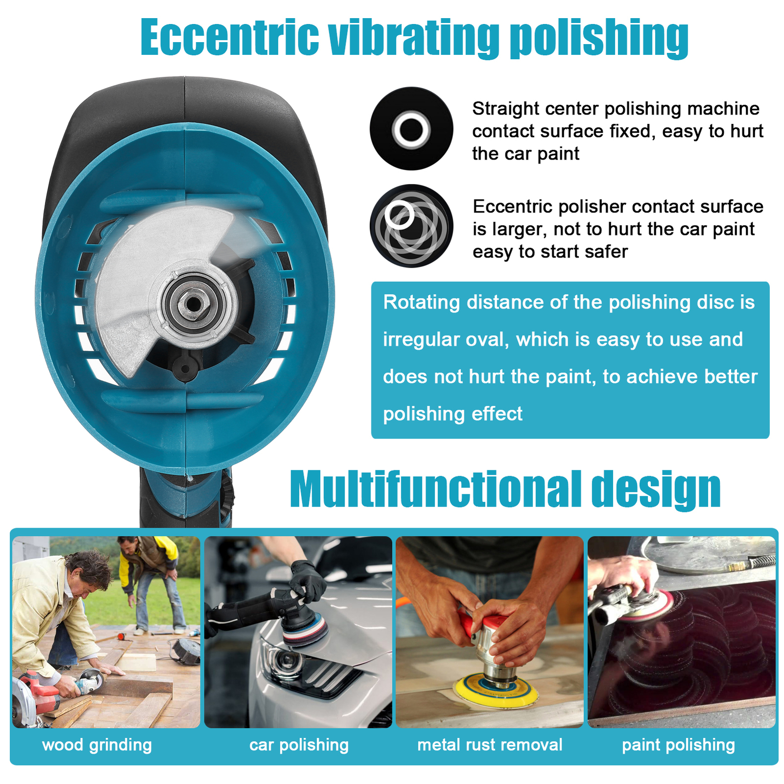 Dual Action Car Polisher Buffer Machine Cordless 6" Sander Polishing Kit Battery