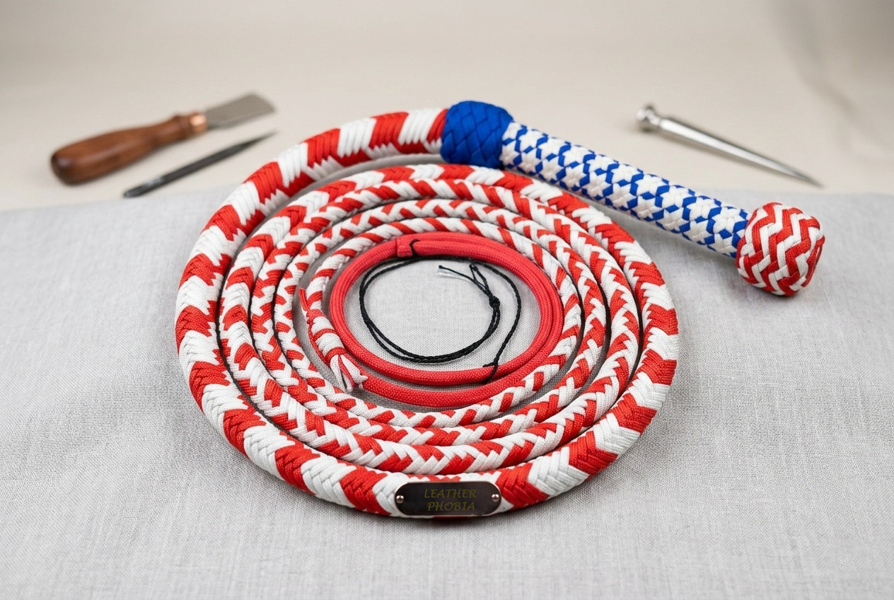 Para-cord Nylon whip Stars Design Whip 2.5 to 24 Feet Long 16 Strands Bullwhip