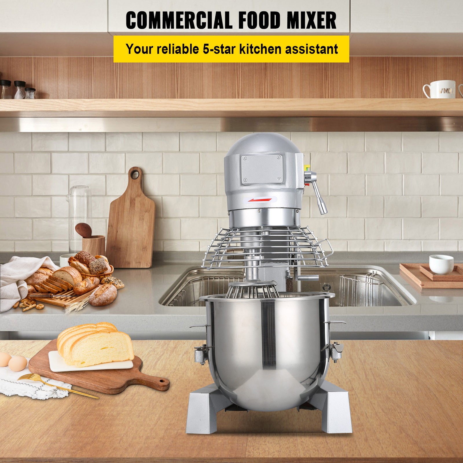 VEVOR Commercial Mixer Dough Mixer 20Qt Industrial Mixer for Bakery, 3-Speed