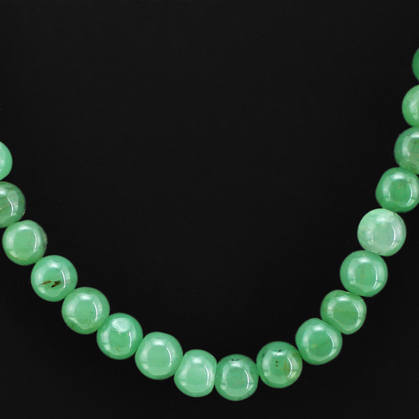DEMANDED 318.00 CTS NATURAL UNTREATED GREEN JADE ROUND BEADS NECKLACE - (DG)