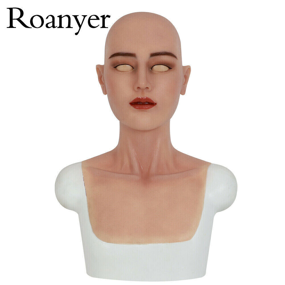 Roanyer Silicone Female Realistic Fancy Human Skin Mask Neck Cover Crossdresser