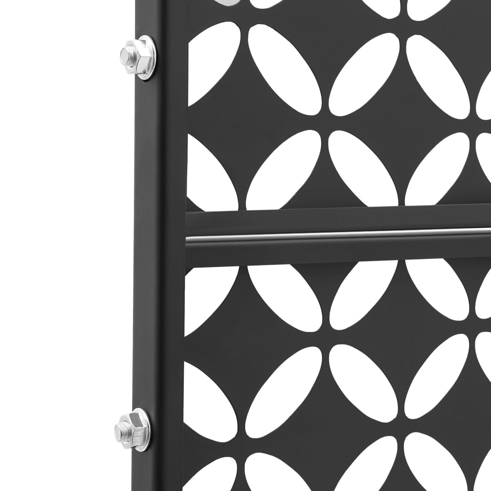 Black 35.4*74.8in Privacy Screen Freestanding Laser Cutting Privacy Fence Screen