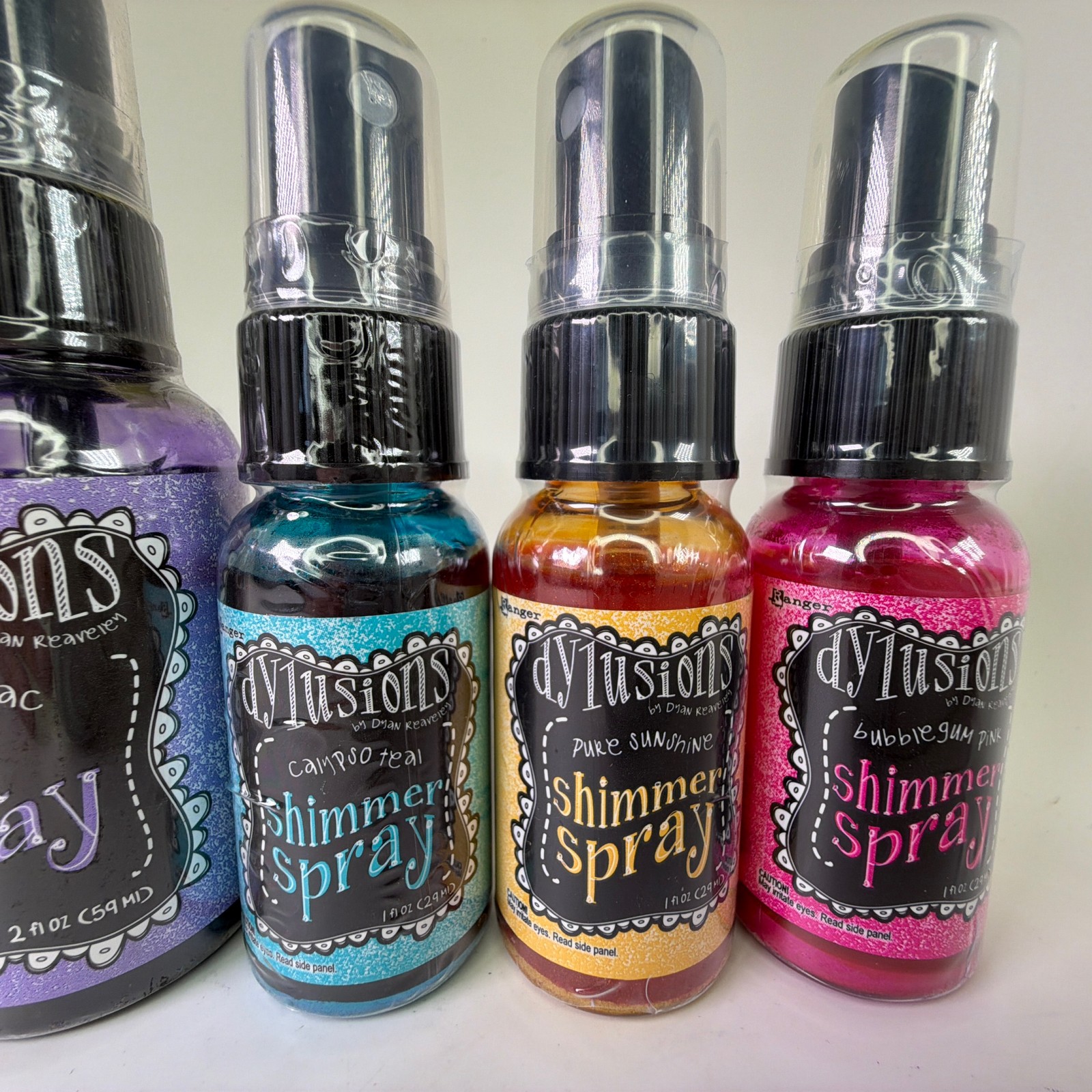 Lot of 5 Dylusions Ink & Shimmer Sprays - Mushy Peas Calypso Teal & More