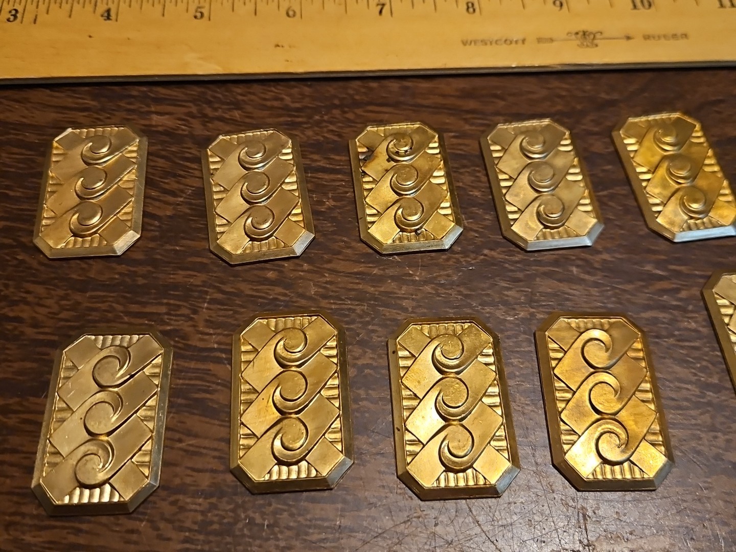Lot Of 10 Geometric Bar France Vintage 60s Brass Stampings Findings Jewelry