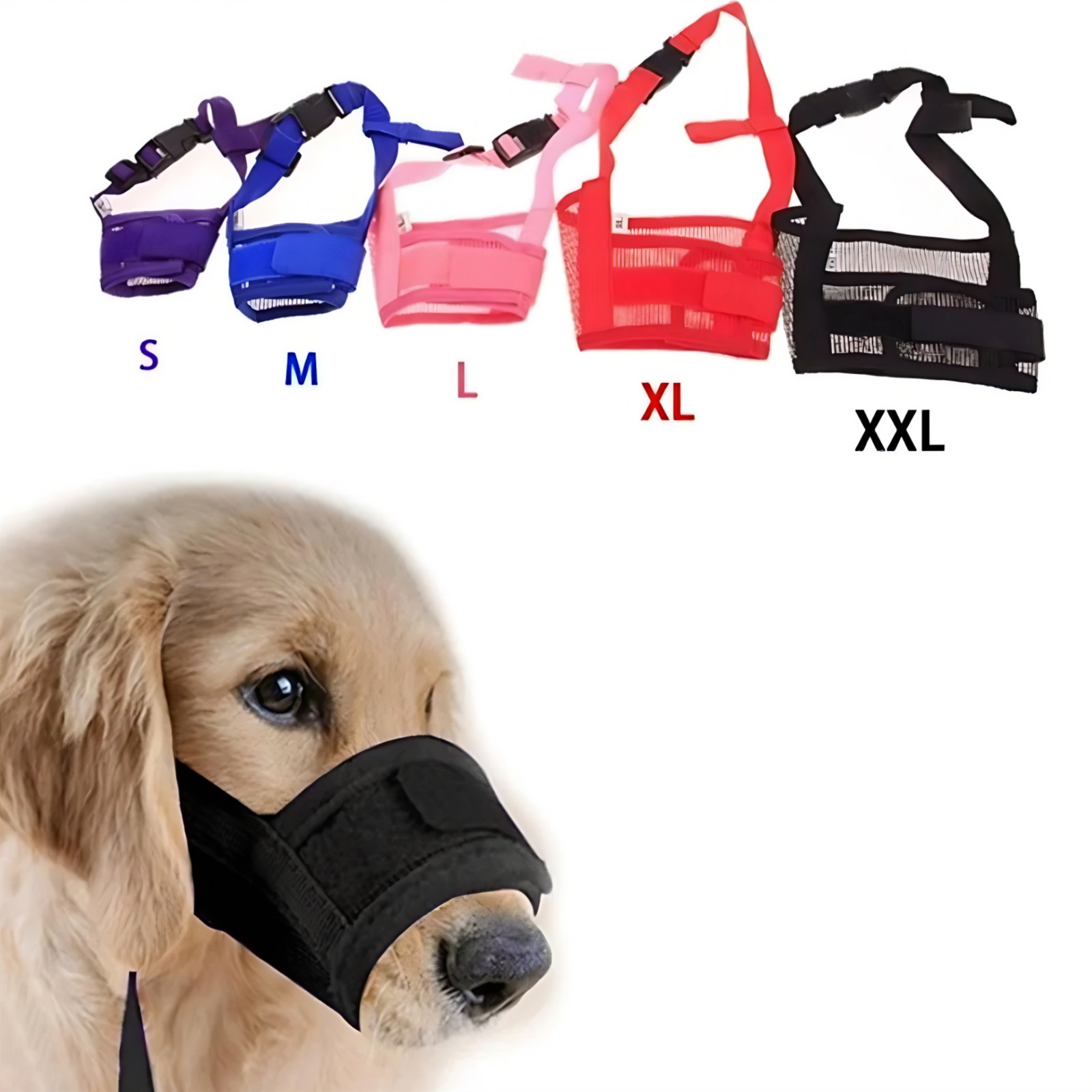 Dog Muzzle Mouth Cover Anti Bite Barking Chewing Mesh Mask Small Large Pet Cat