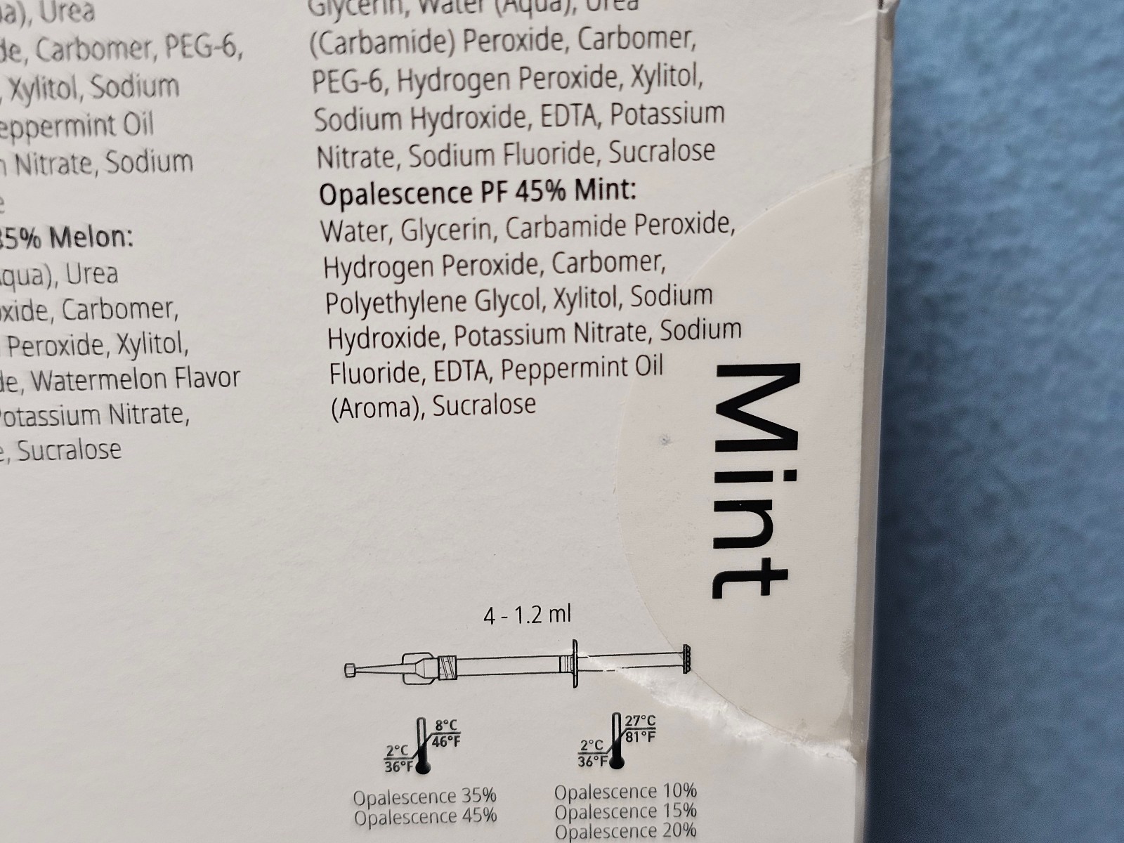 Opalescence Teeth Whitening Gel - 4 Refill Syringes - Mint - 20% Peroxide - New!