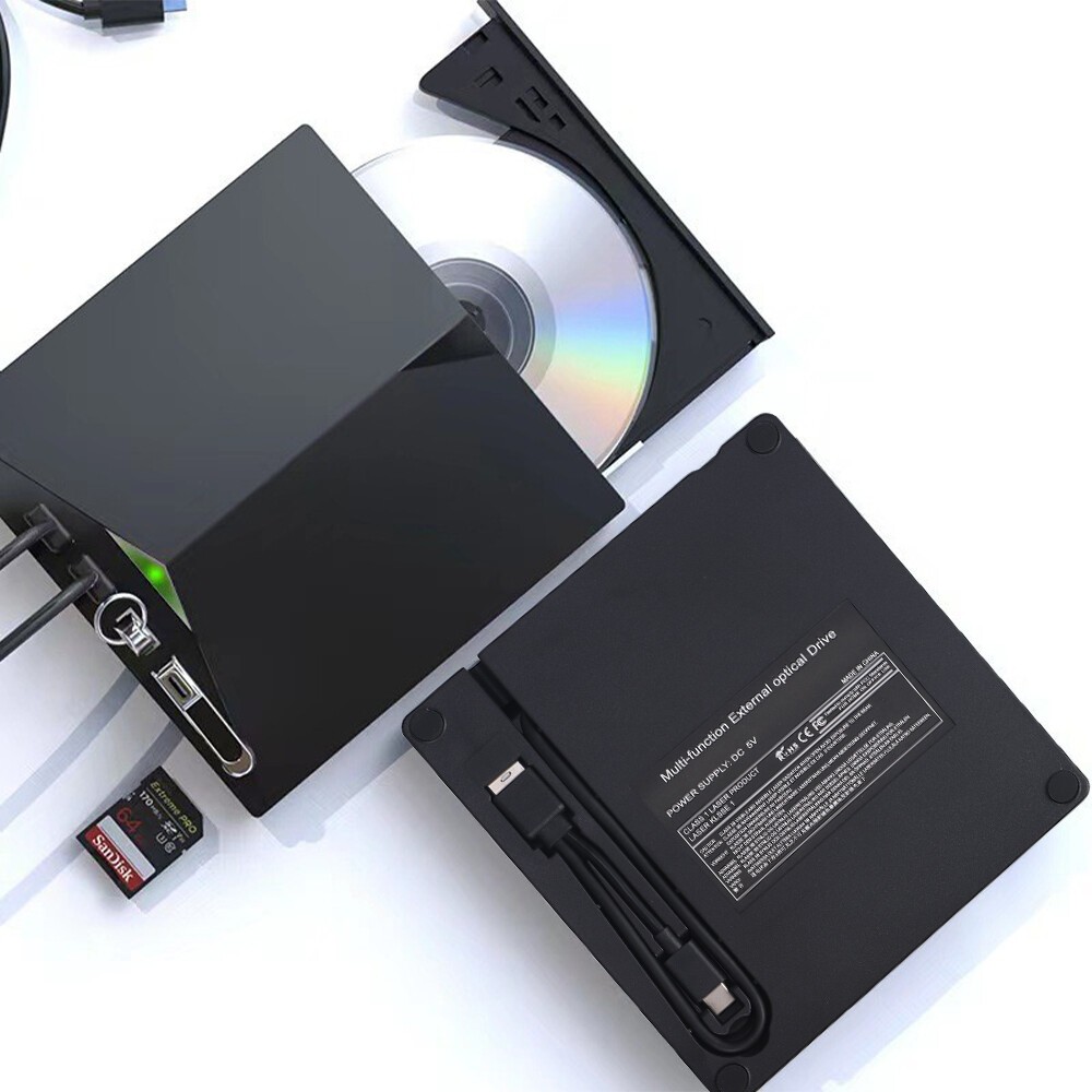 7-in-1 Slim External CD DVD Drive USB 3.0 Reader Writer Burner Player For Laptop