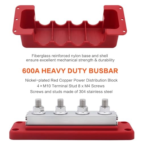 600A High Current Bus Bar Nickel Plated Copper Distribution Block Red&Black