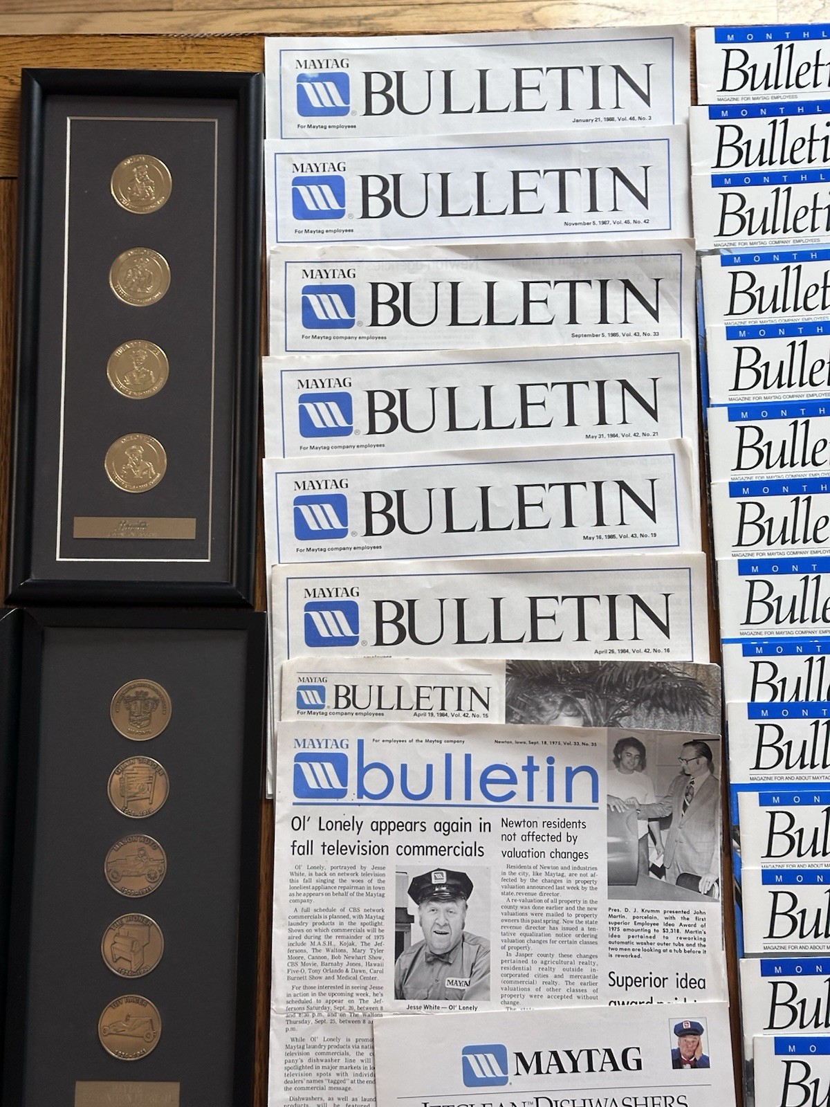 Lot of Maytag Employee Bulletins Buttons Recognition Medals MORE Newton Iowa!
