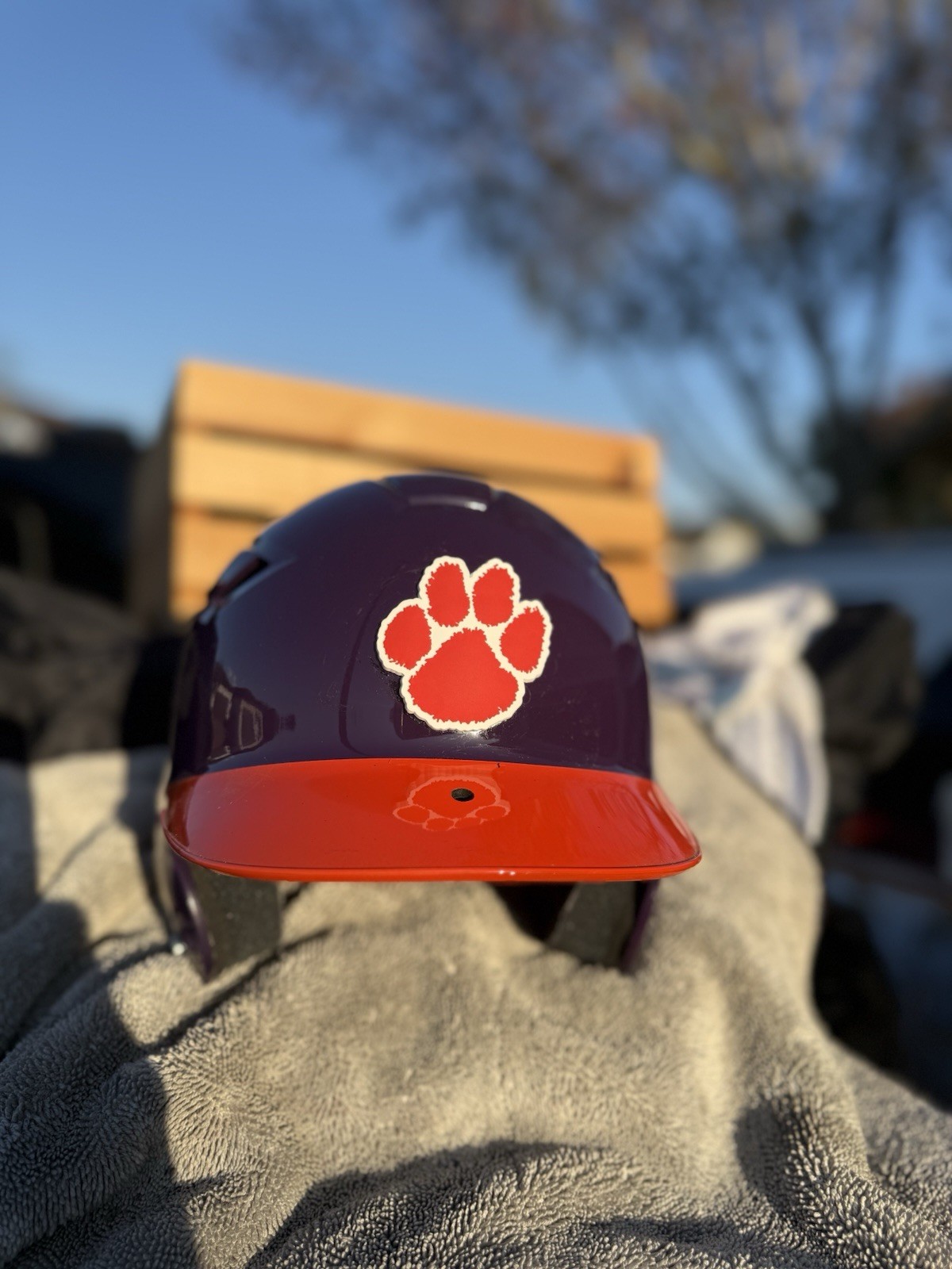 CLEMSON TIGERS CUSTOM SCHUTT SOFTBALL BATTING HELMET USED