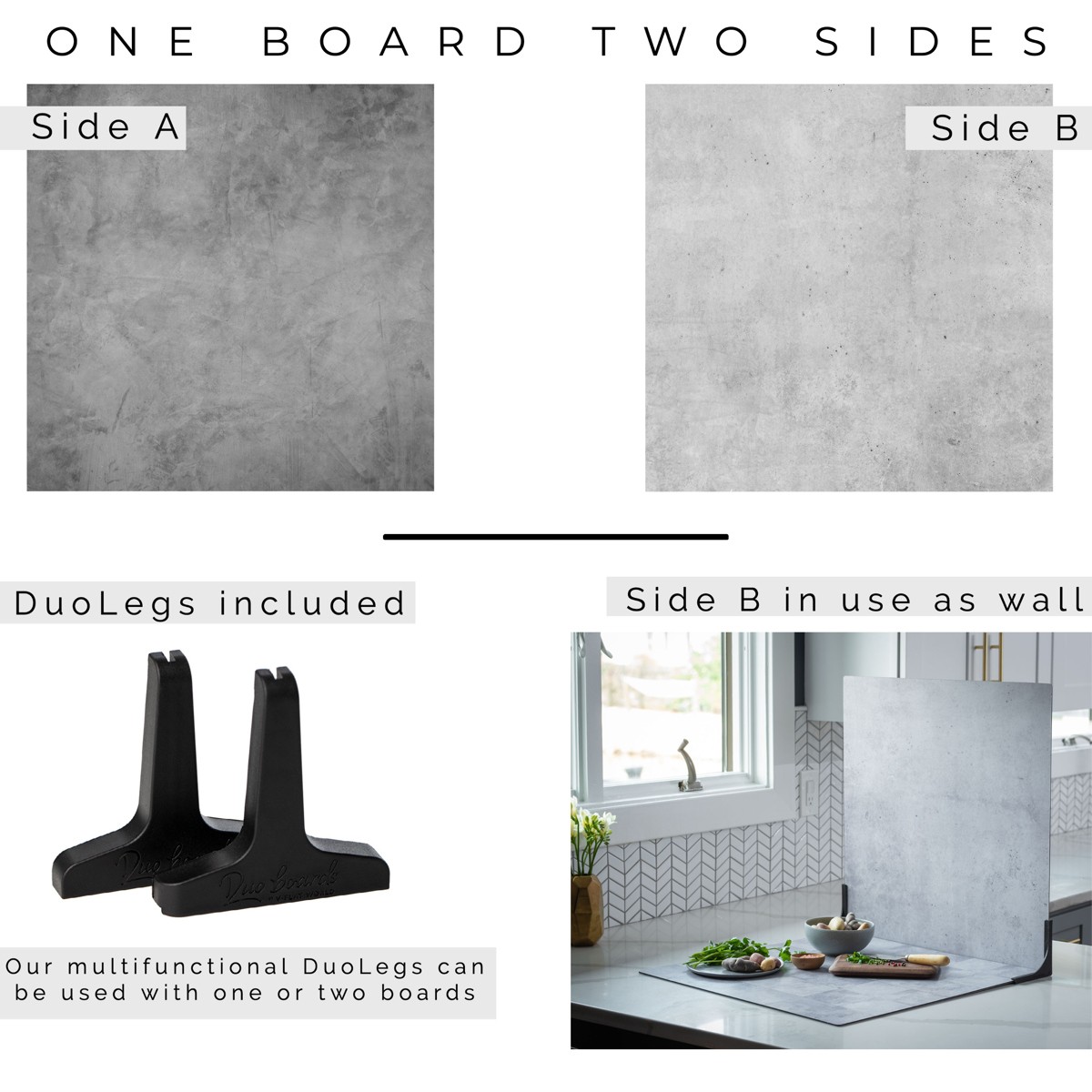 V-FLAT WORLD Duo Board - 24x24" Double Sided Surface Board, Iced Concrete/Midnig