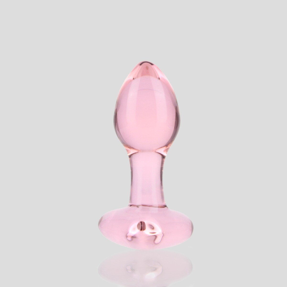 Pink Glass Anal Butt Plug with Heart Base Beginner Anal Sex Toy for Women Couple