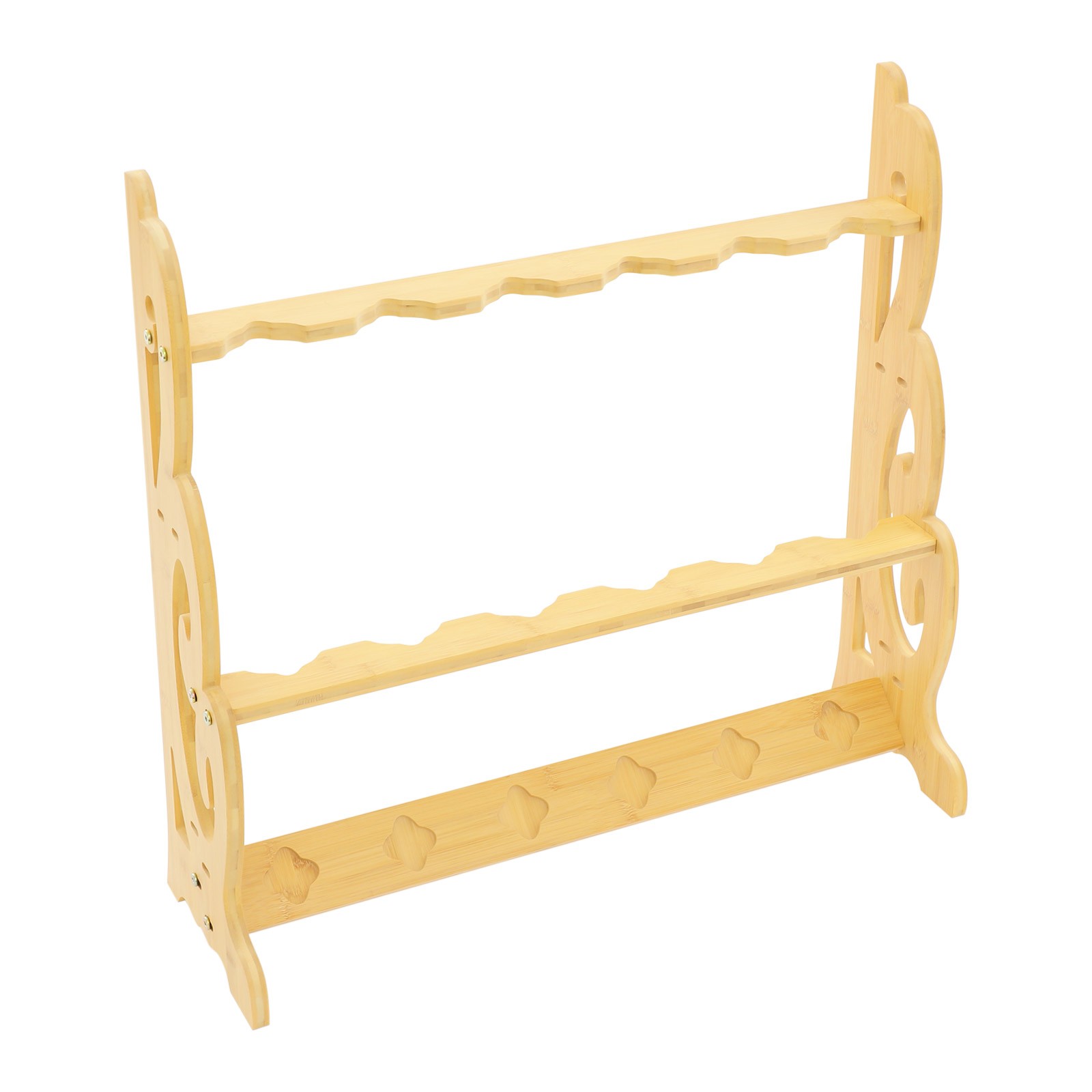 Adjustable 6-Hole Vertical Sword Display Stand - Elegant Bamboo Holder