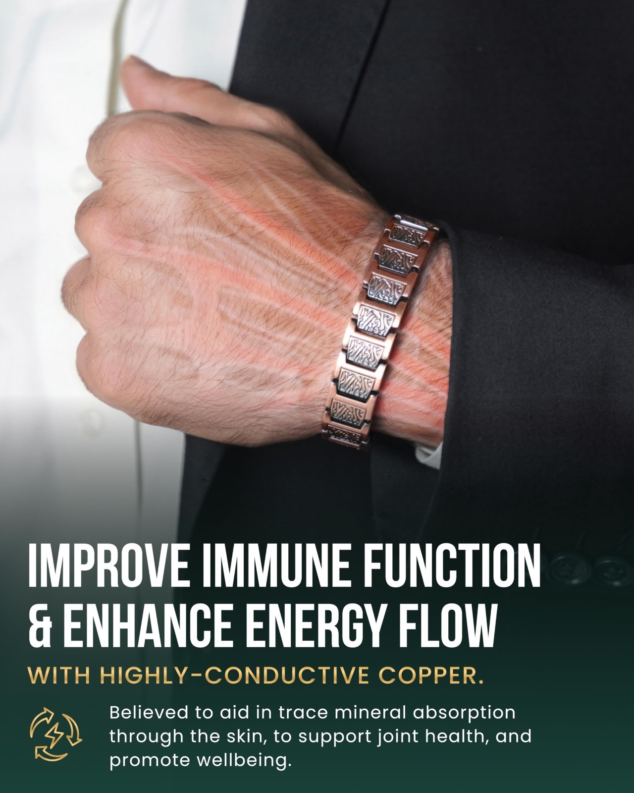MagnetRX® Copper Bracelet for Men EllipseMAX 5X Strength Magnets (Viking Style)