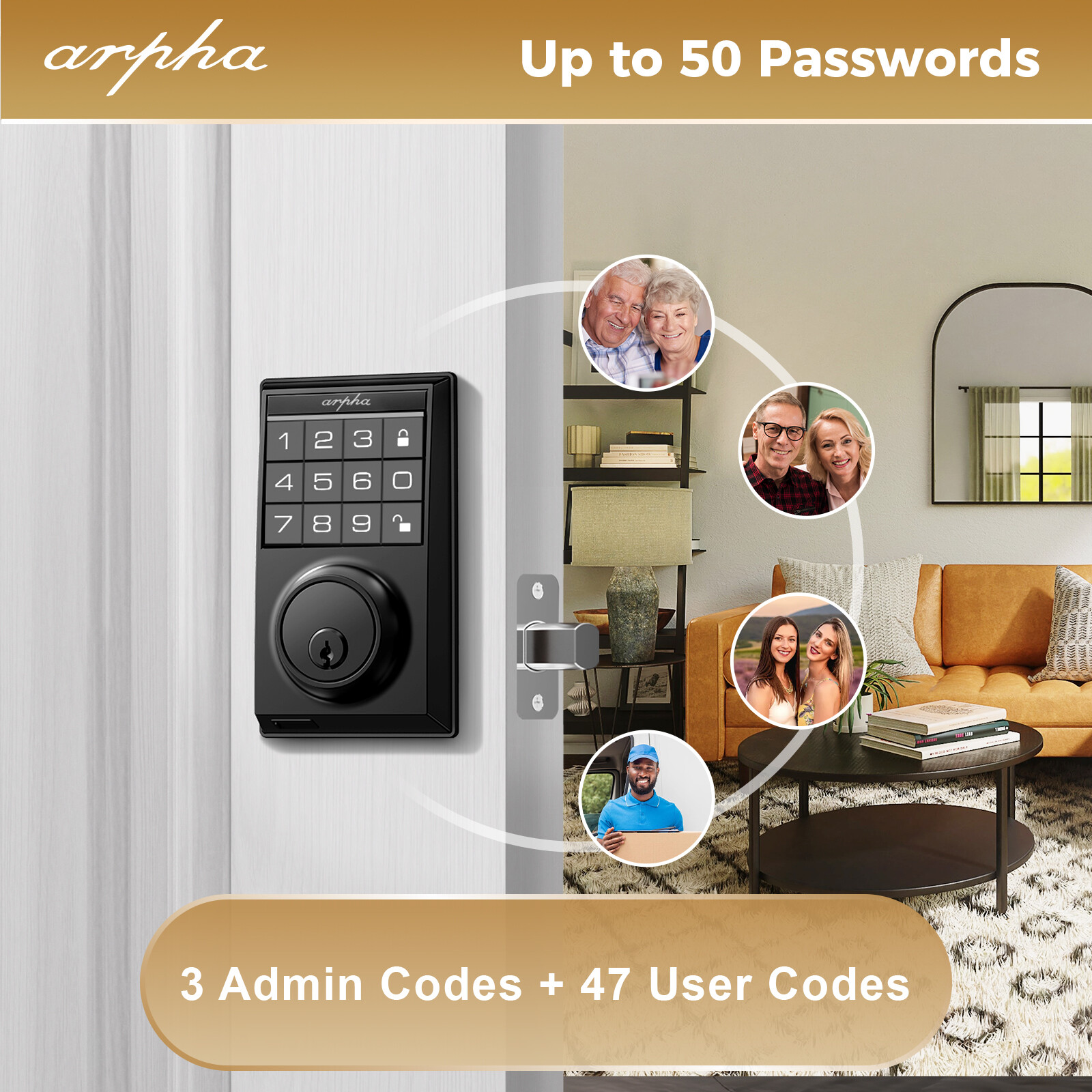 ARPHA D100 Keyless Smart Door Lock Anti-Peeping Password Electronic Keypad Entry