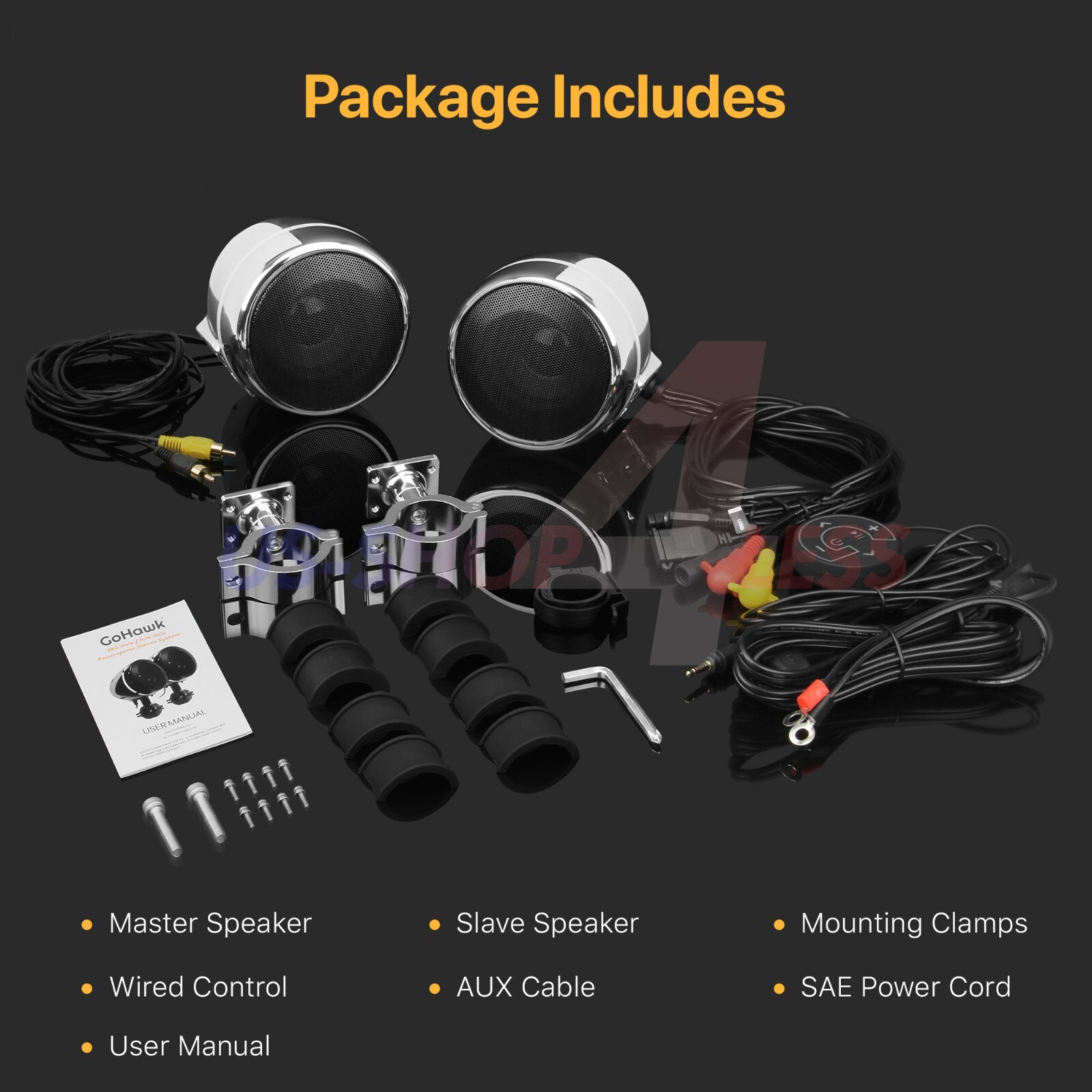 Waterproof Bluetooth Motorcycle Stereo LED Speaker Amp USB System Harley Chrome