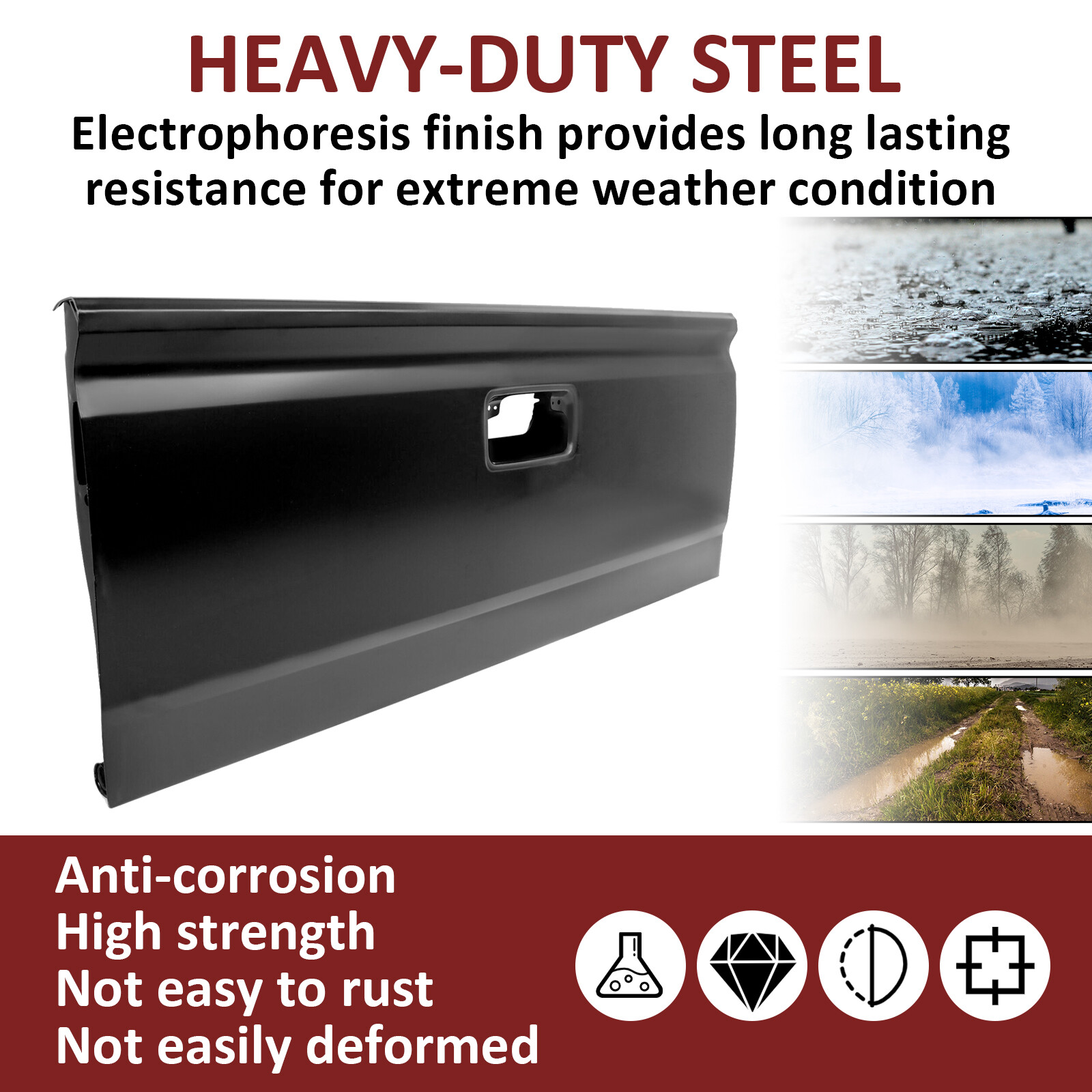 Black Tailgate Assembly For 2014-2019 2015 2016 Chevy Silverado Sierra W/ Assist