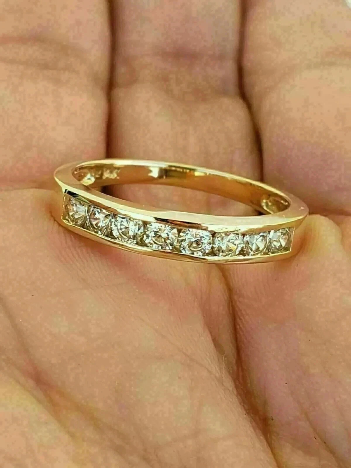 2.00 Ct Round Cut Natural Diamond Eternity Wedding Band 18K Yellow Gold Size 7 8