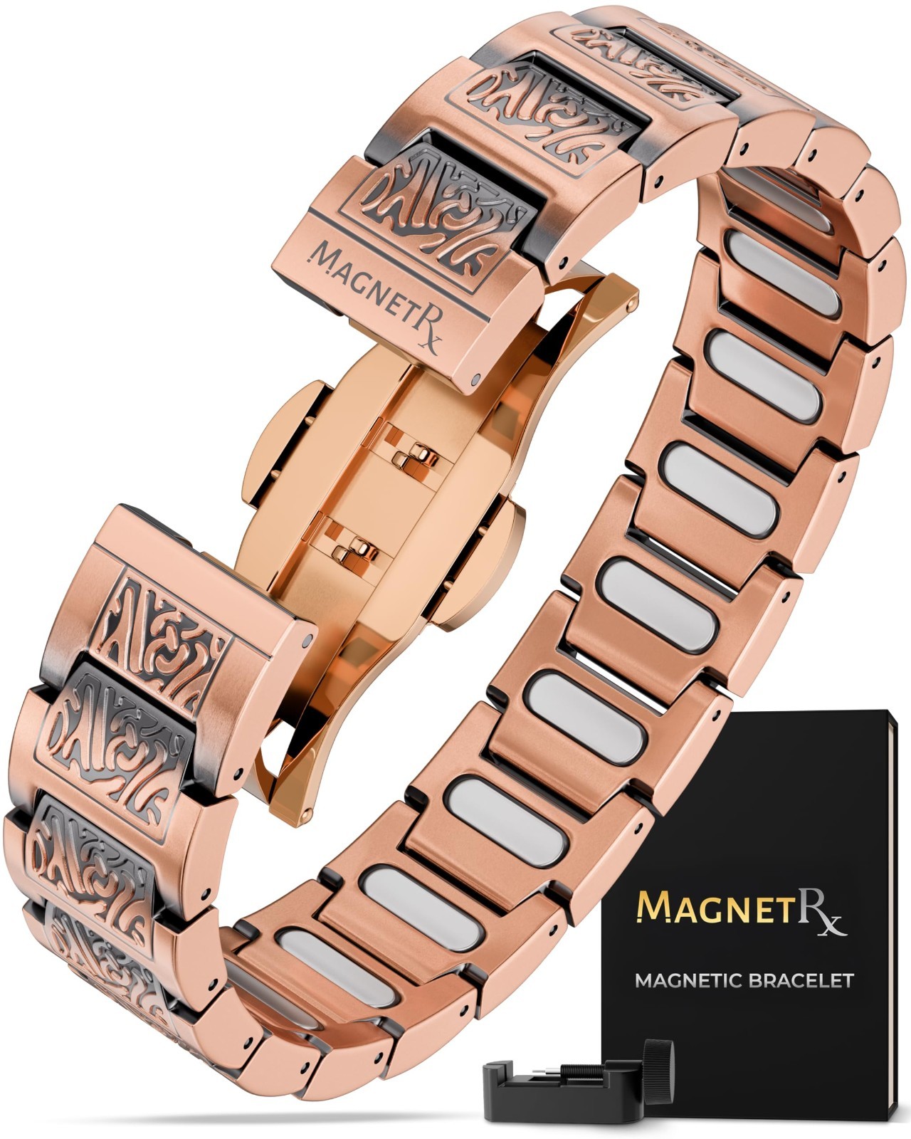 MagnetRX® Copper Bracelet for Men EllipseMAX 5X Strength Magnets (Viking Style)