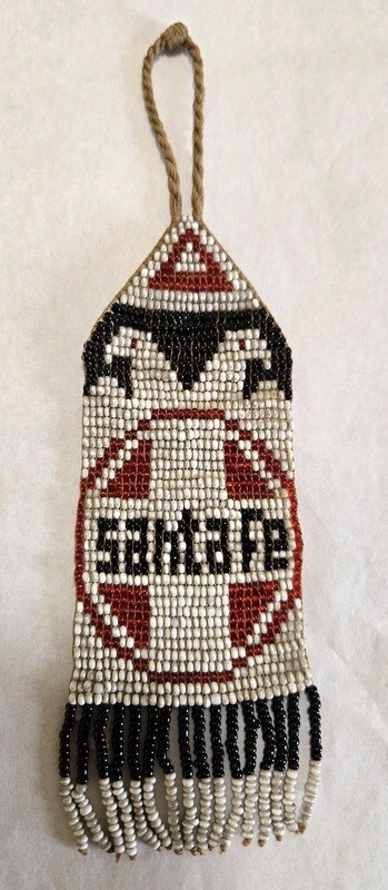 NATIVE AMERICAN SANTA FE RR BEADED WATCH FOB CIRCA 1920S VERY SPECIAL !