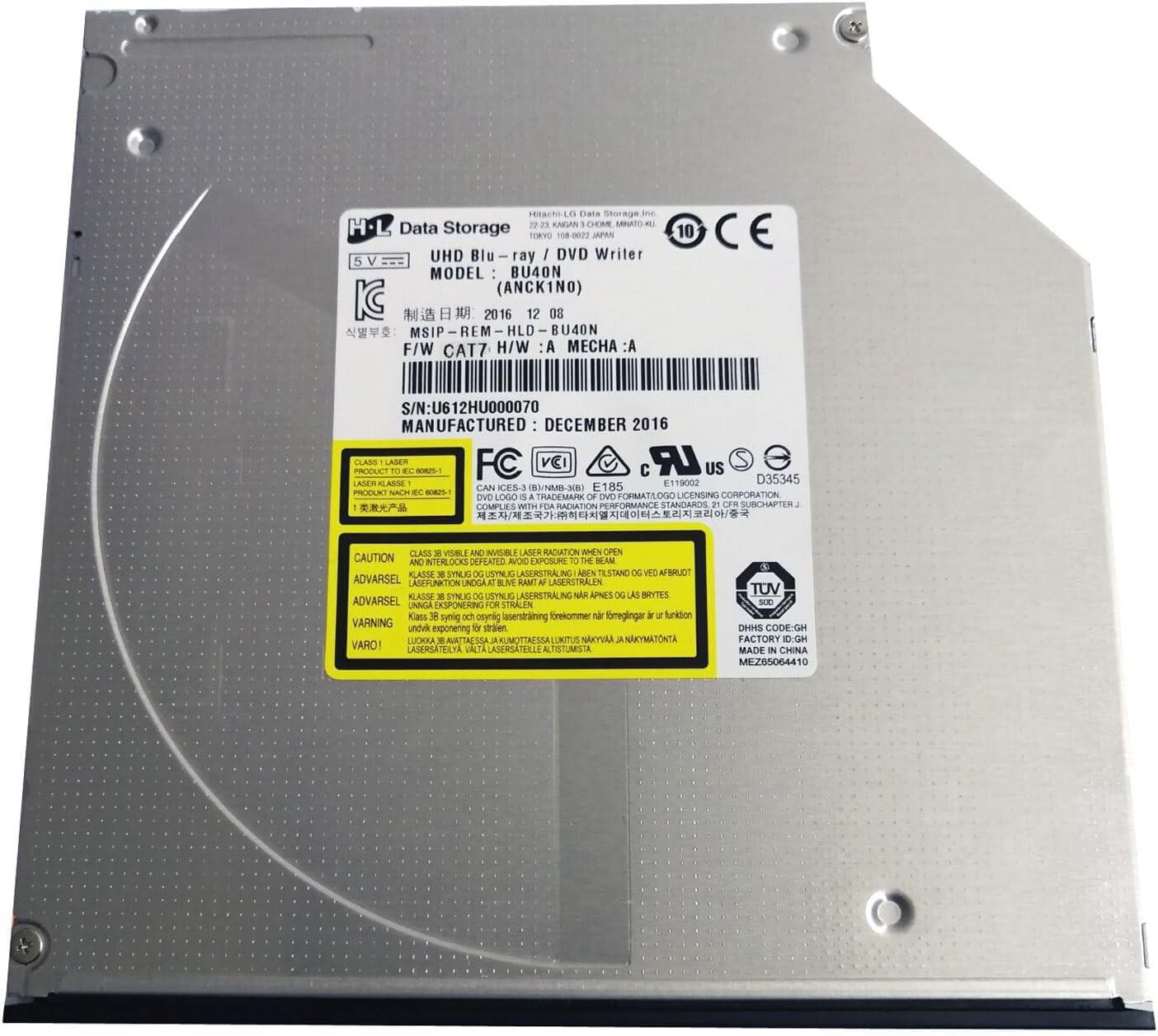 BU40N 9.5mm SATA Blu-ray DVD Writer - 4K Playback, for Laptop PC Internal Drive