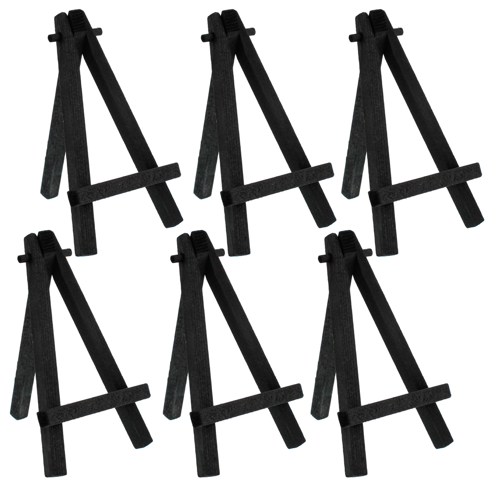 6pk 5" Mini Black Wood Display Easel, A-Frame Artist Tripod Table Holder Stand