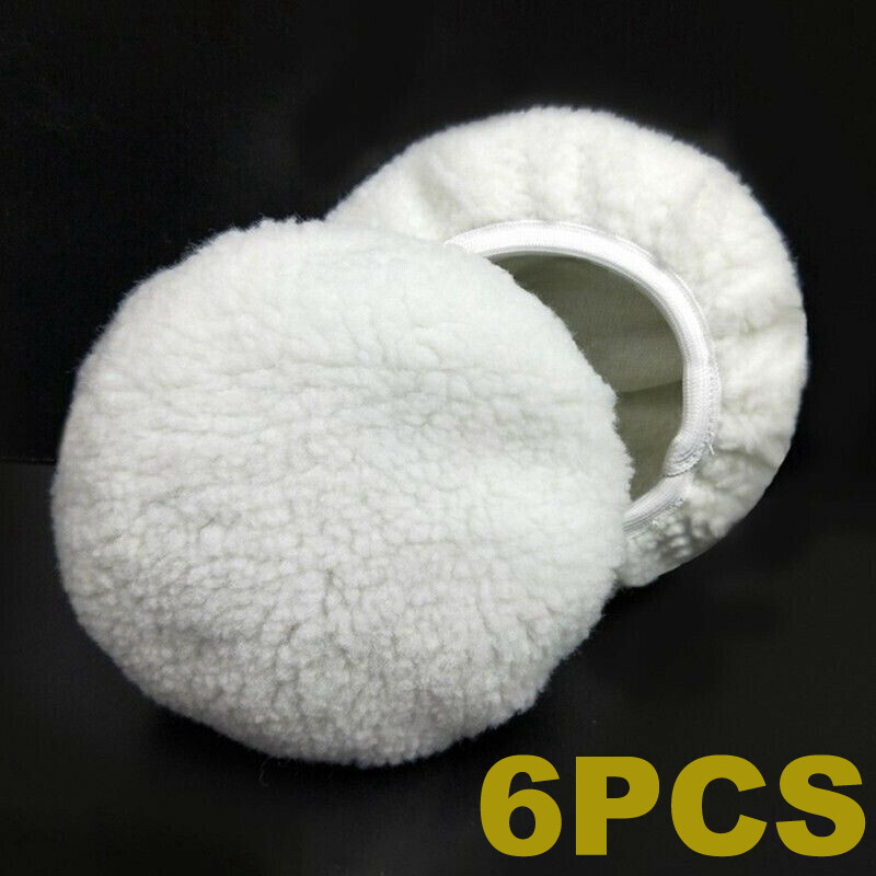 6PCS Polishing Bonnet Buffer Pads Soft Wool For 5-6" 7-8" 9-10 inch Car Polisher