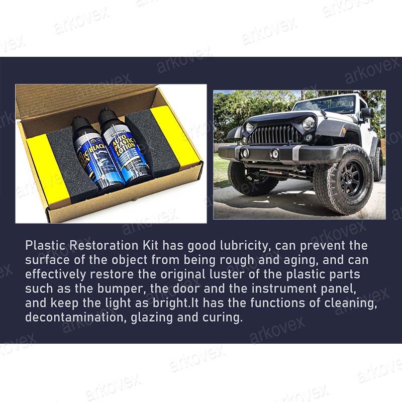 Black Plastic and Trim Restorer, 6.76oz 200ml , with 2x Sponge Applicator Kit