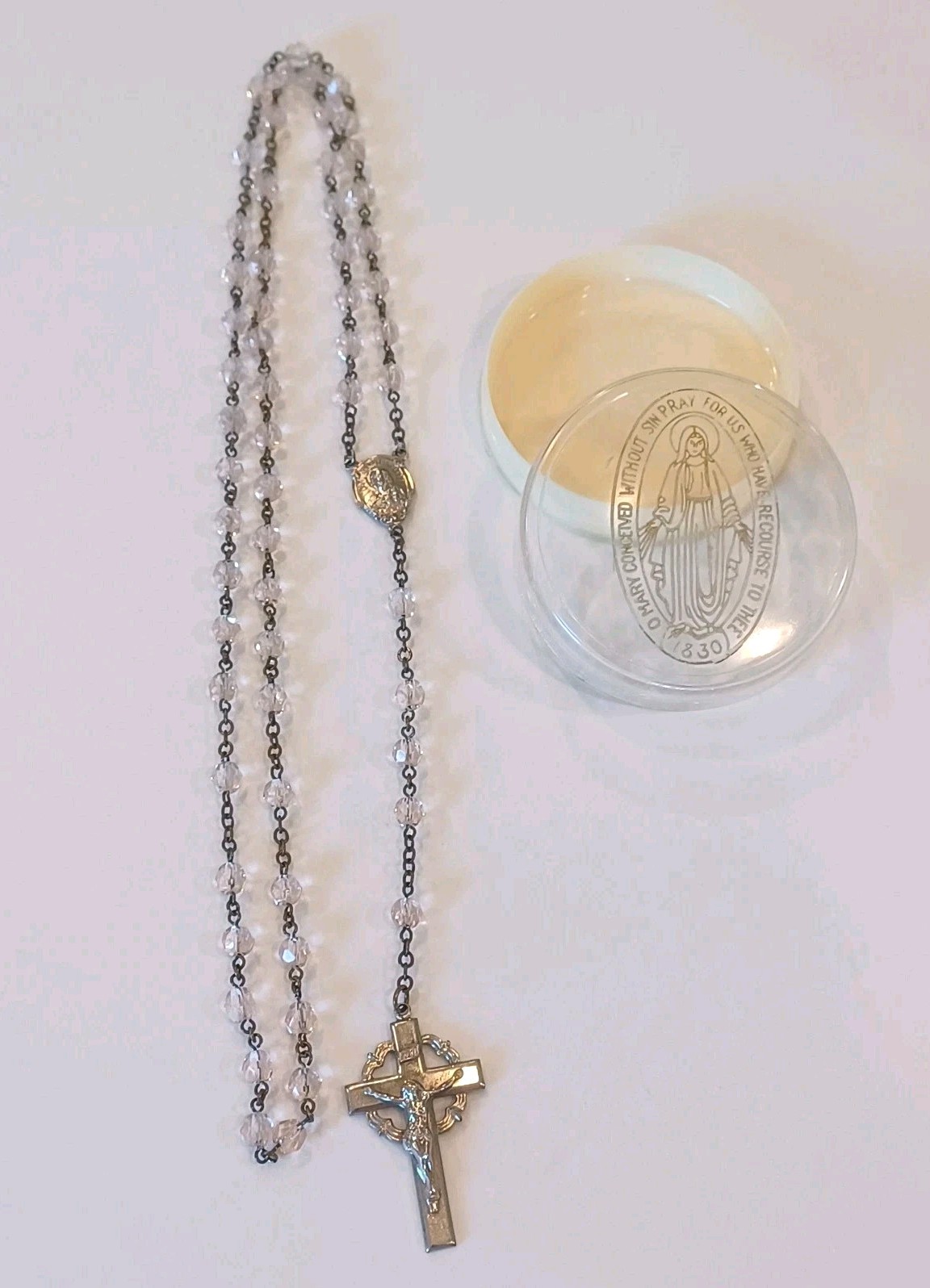 Vintage Rosary Light Pink Glass Beads Prayer Beads With Case Christian