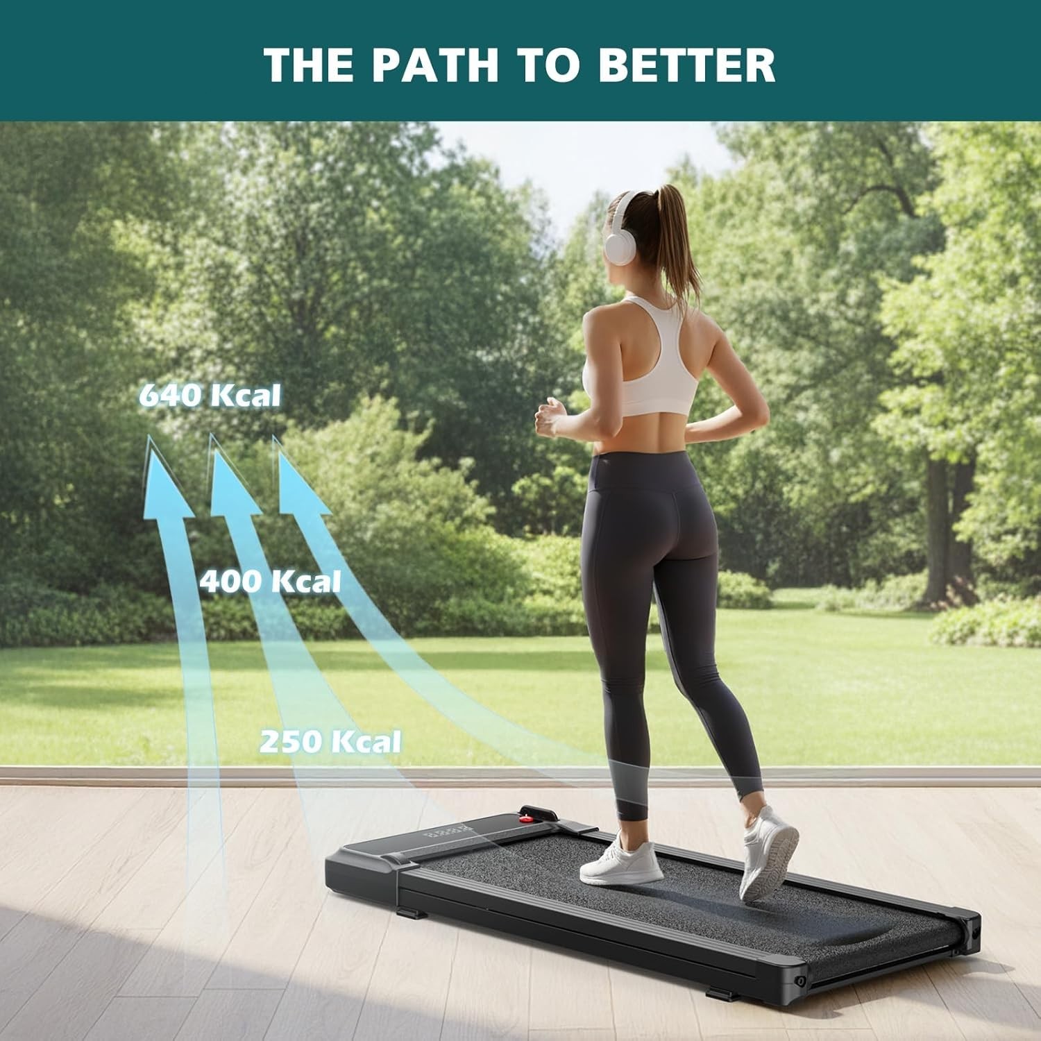 Smug Compact Armless Treadmill, Space Saving Design for Home & Office, Quiet Und