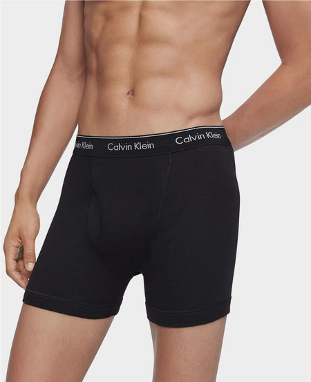 3 Three Pack Men's Calvin Klein Cotton Boxer Brief Black White Tri New In Box