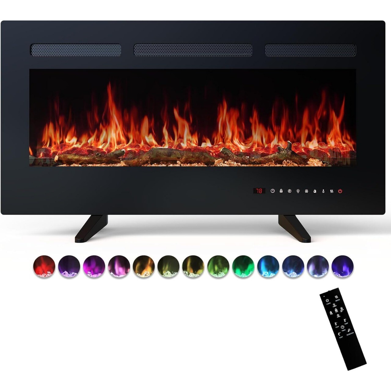 Electric Fireplace Wall Mount Recessed Fireplace Insert and Freestanding Heater