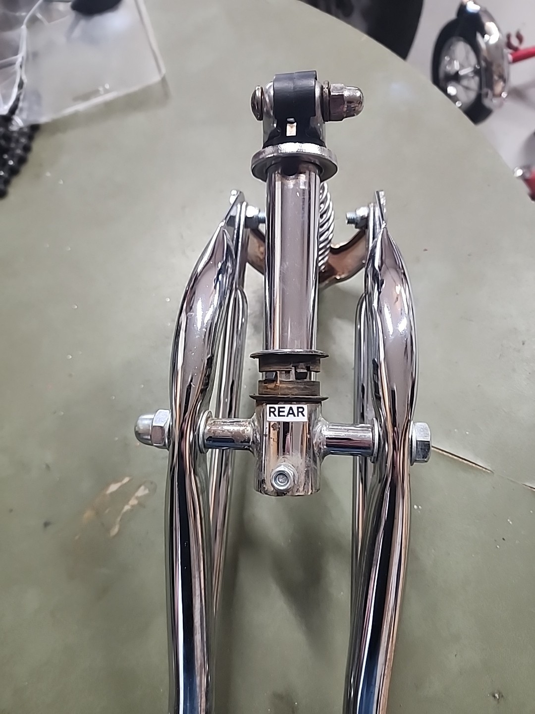 SCHWINN LIL STINGRAY TRICYCLE CHROME SPRINGER FRONT FORK HARD TO FIND NICE L$$K