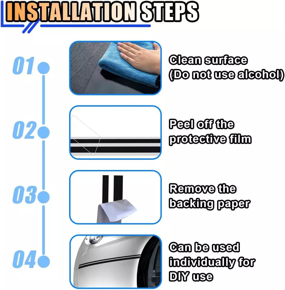 32Feet Vinyl Pinstriping Pin Stripe Double Line Car Tape Decal Sticker 1/6" 1/12