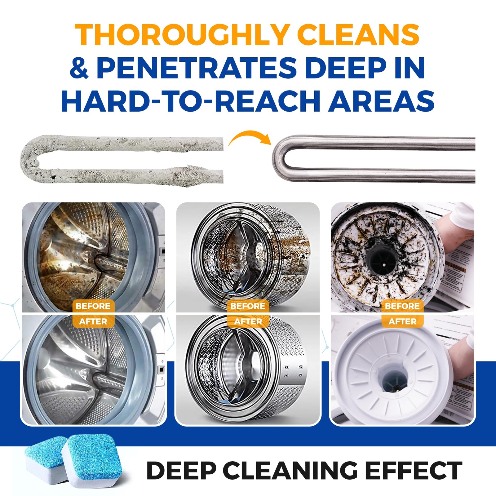 Bastion Washing Machine Cleaner, Deodorizer, & Descaler - 24 pack