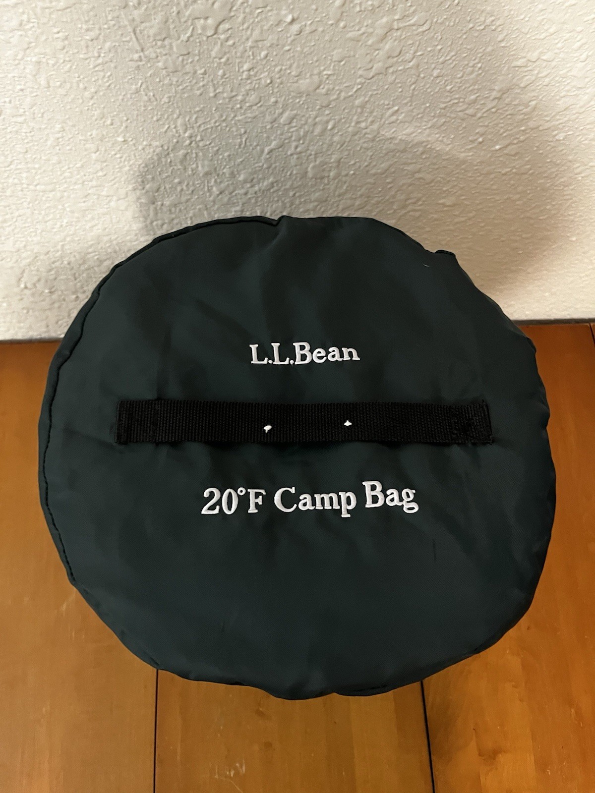 LL Bean 20° Camp Bag Sleeping Bag Green Gray Camping Sleeping With Container