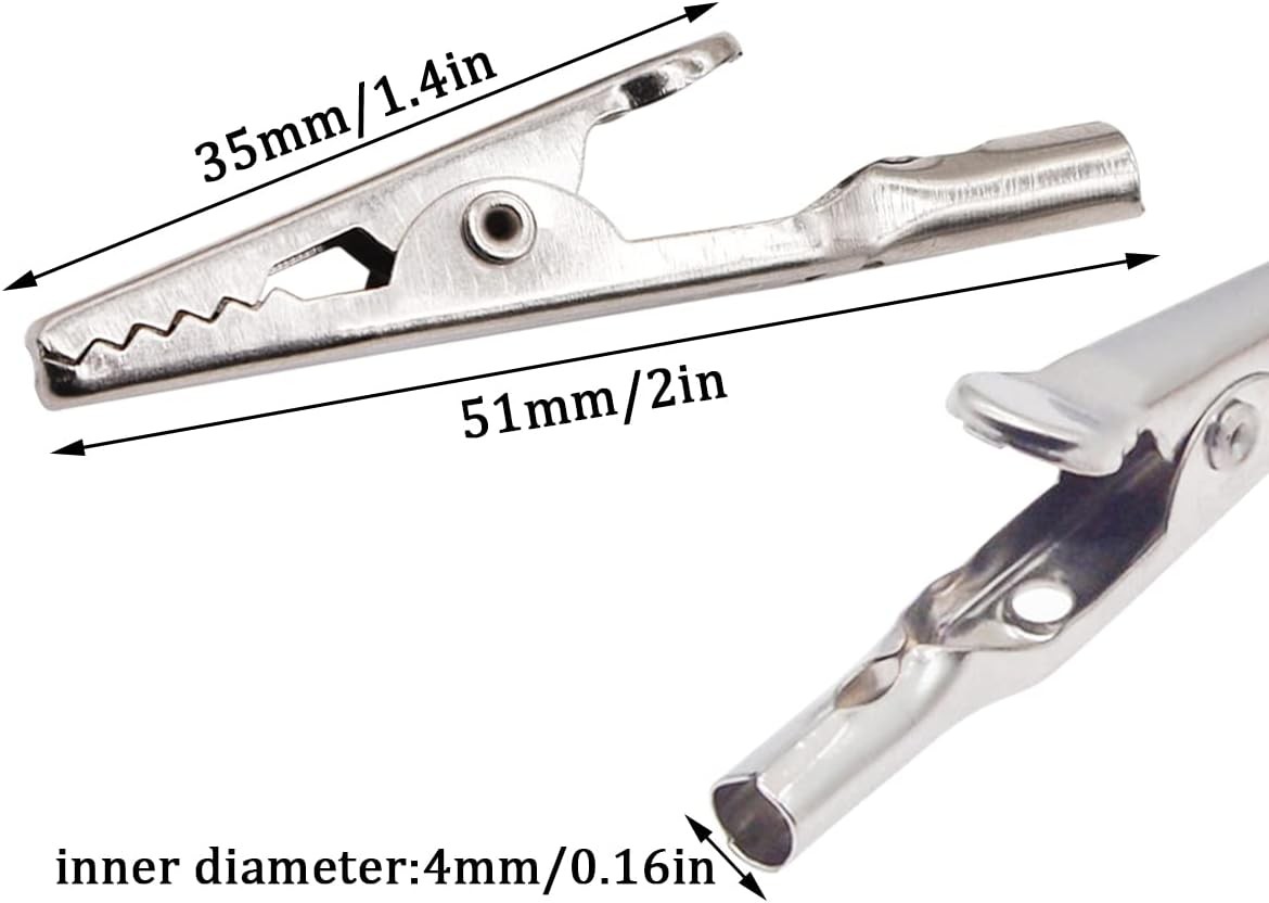 100 Pcs Metal Alligator Clips 52 Mm for Household Soldering and Electrical Test