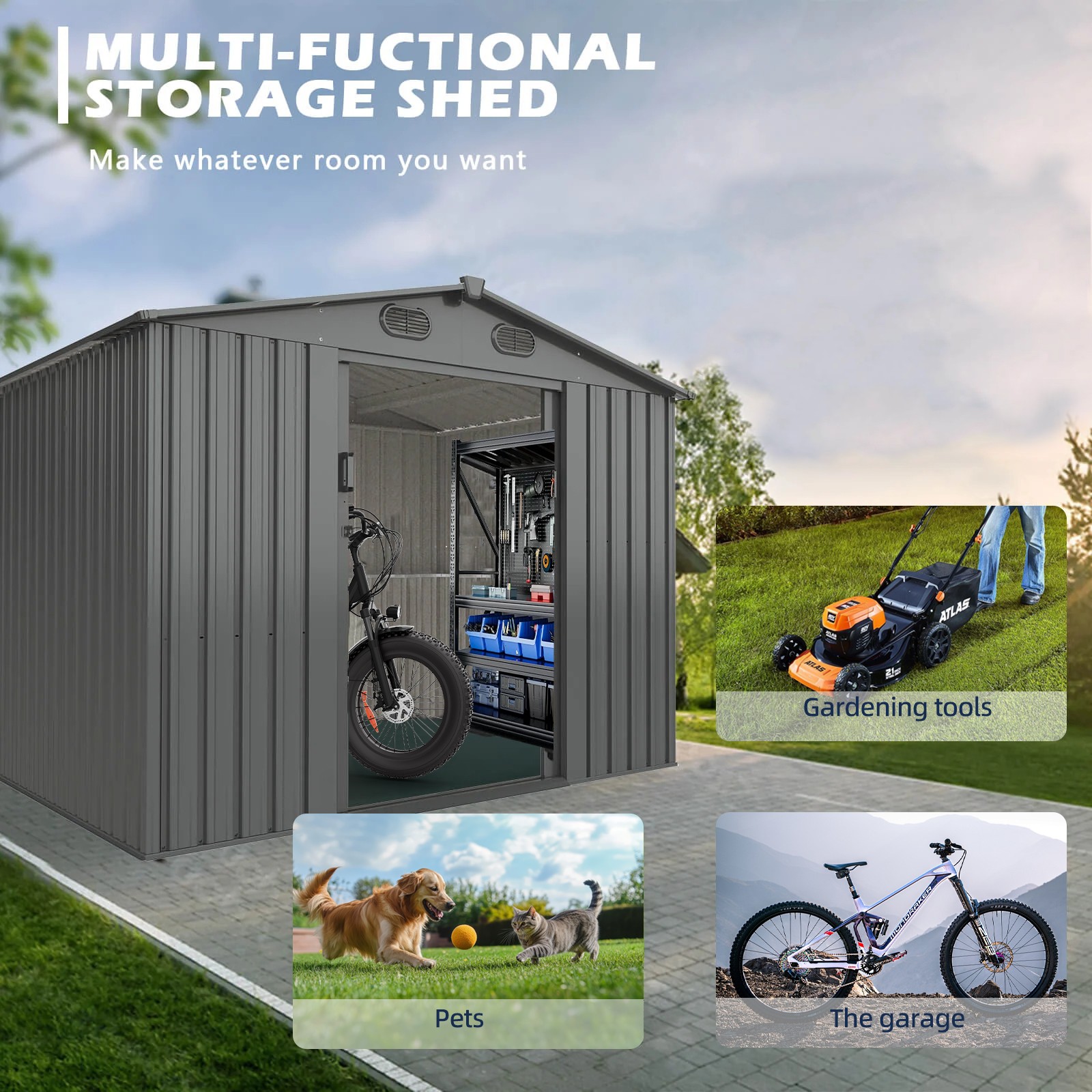 13x20FT Galvanized Metal Outdoor Storage Shed Livestock Garage Free shipping