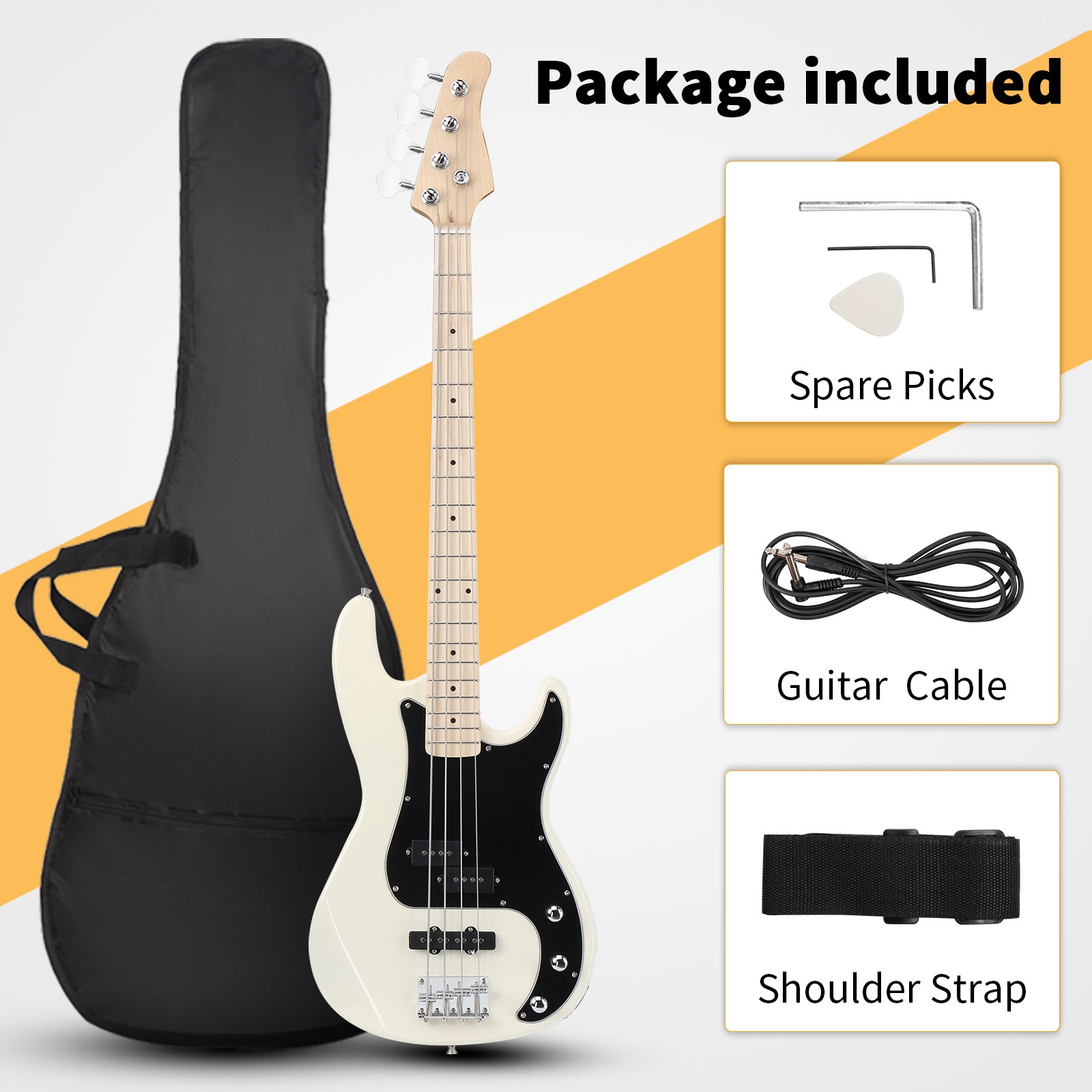 Ktaxon 46in Full Size Electric KP Bass Guitar Basswood for Student Portable Bag