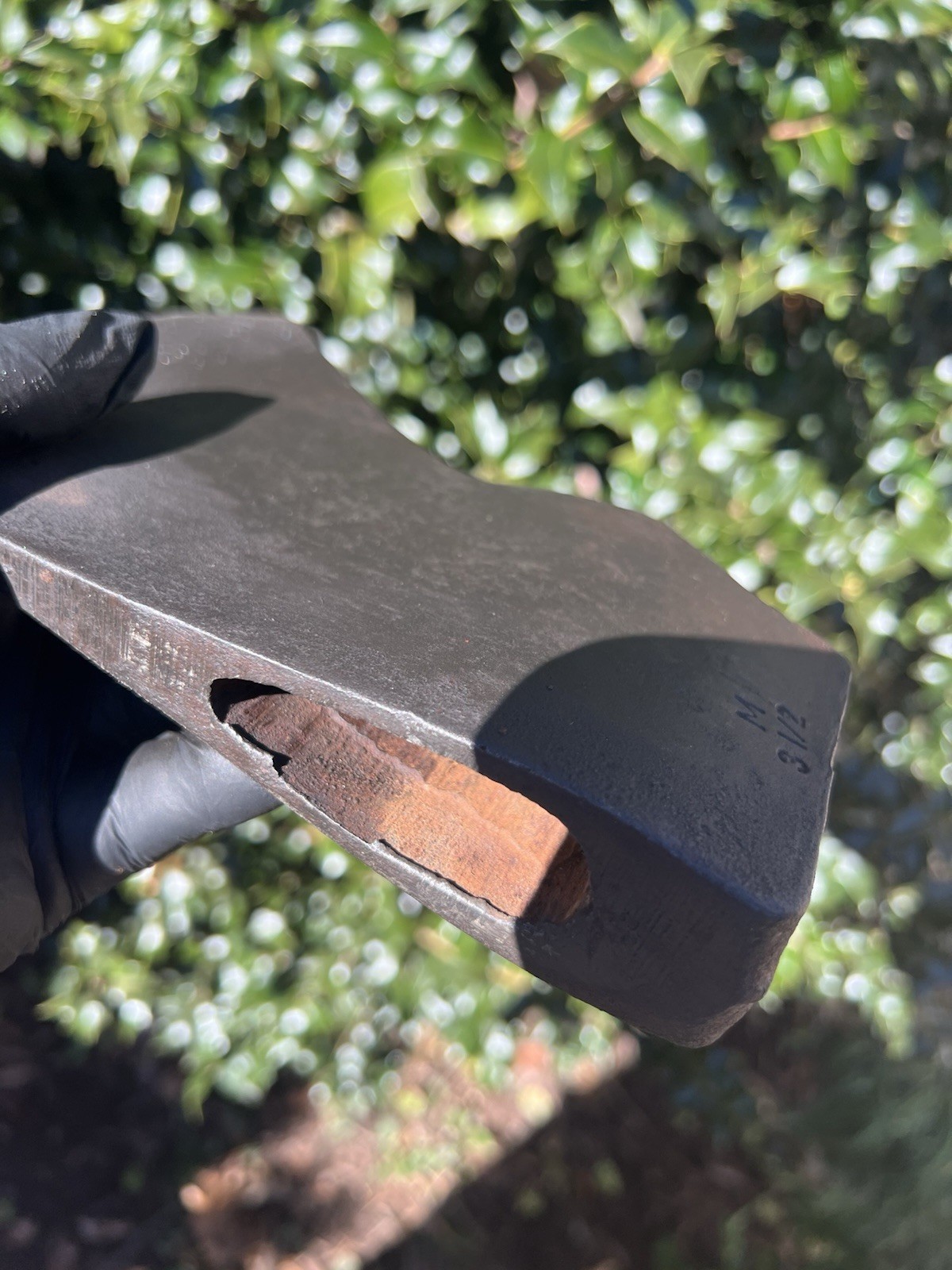 Vintage Mann Edge Tool Single Bit Axe Head Marked "M , 3 1/2." Jersey Pattern