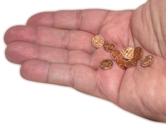 10 Set MINI PENNIES Tiny Penny Lincoln Coins For Magic Tricks Shrinking Joke