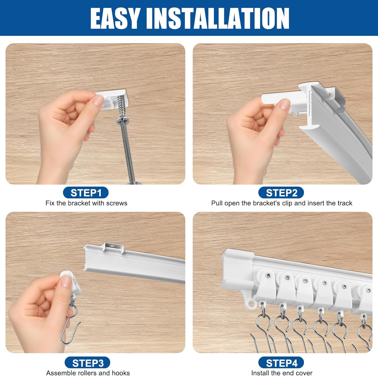 Heavy-Duty Flexible Ceiling Curtain Track 3M - Bendable PVC with Steel Plate