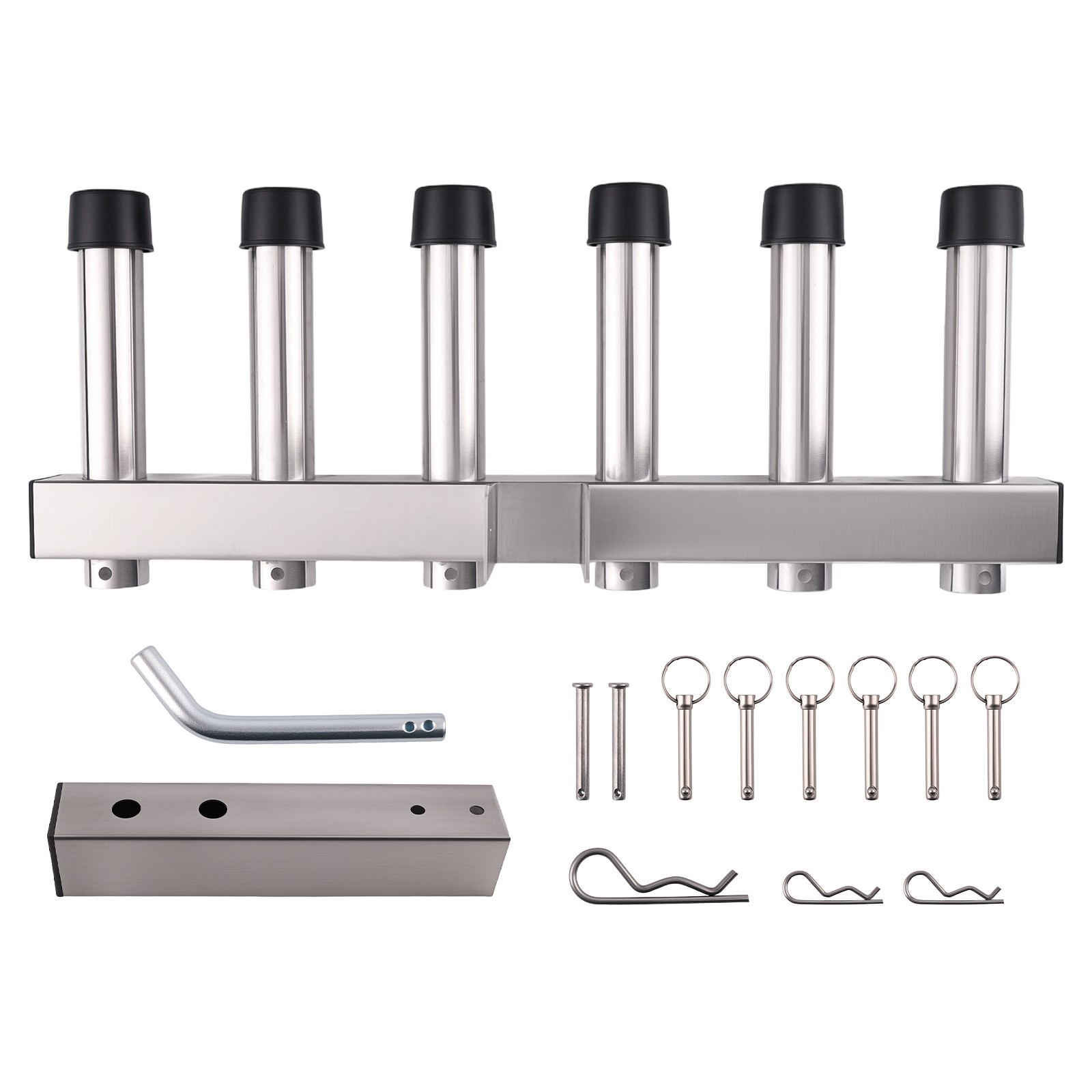 Truck Hitch Car Fishing Rod Holder For 2" Hitch Receiver Mount 6 Tube Stainless