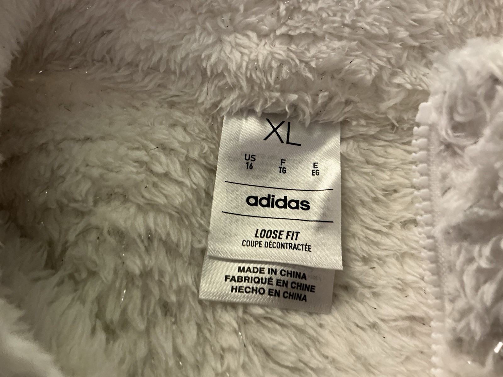 White Glitter Adidas Girls Jacket Size 16 XL